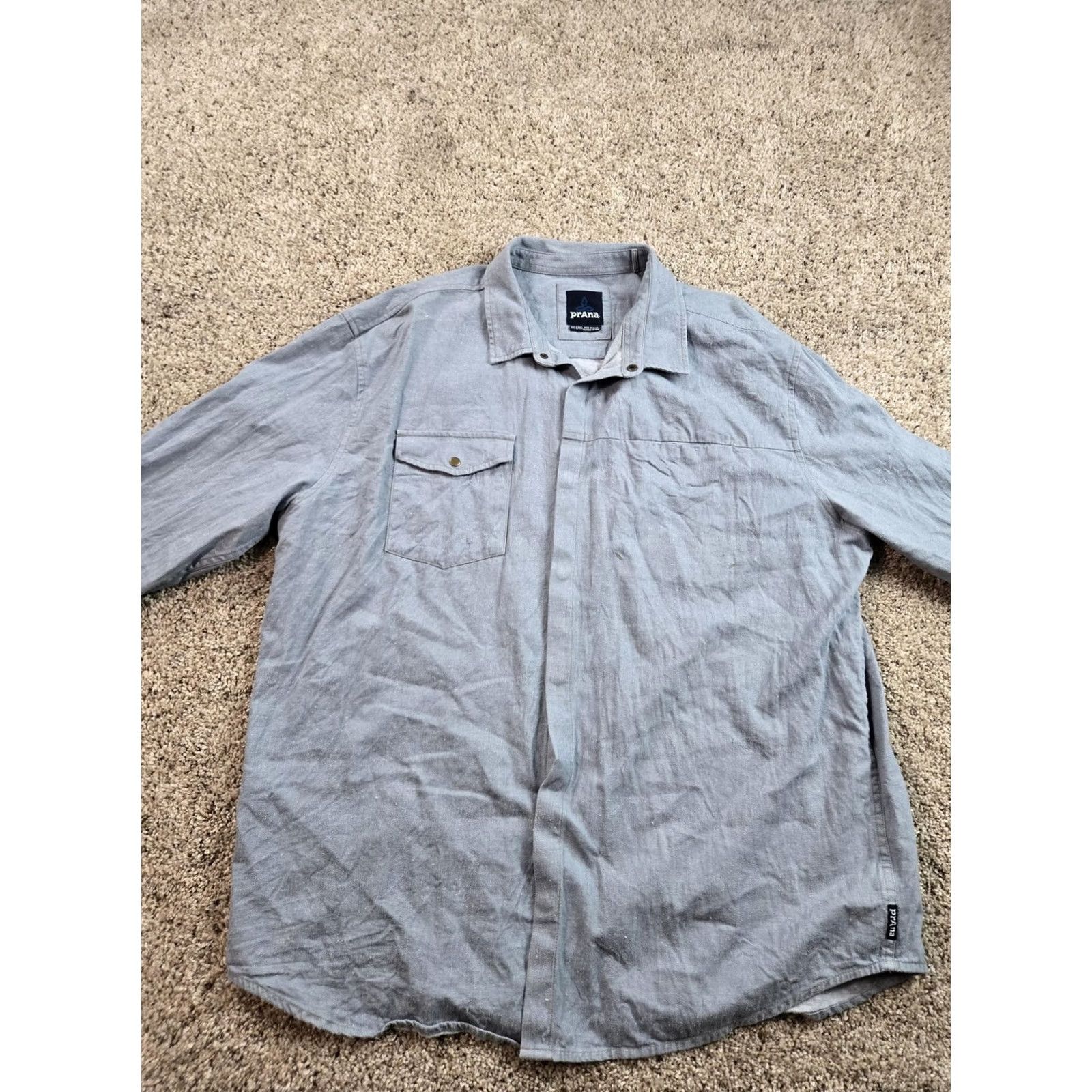 Prana PrAna Shirt Mens 2XL Gray Long Sleeve Button-Up Casual Outdoor Overshirt Size US XXL / EU 58 / 5 - 3 Thumbnail
