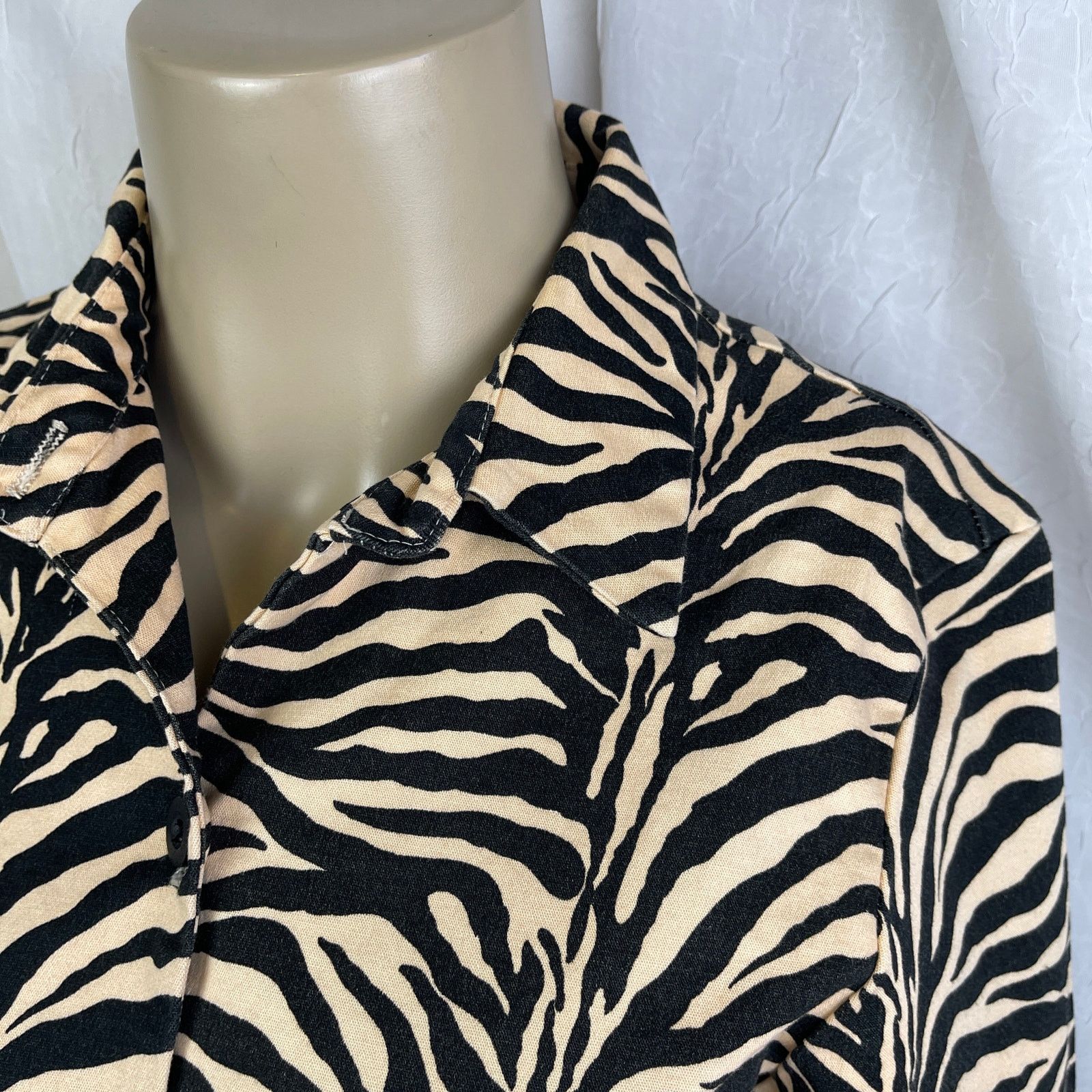 Vintage VTG Allison Taylor Tan Black Cropped Jacket Zebra Tiger XS/S Size XS / US 0-2 / IT 36-38 - 3 Thumbnail