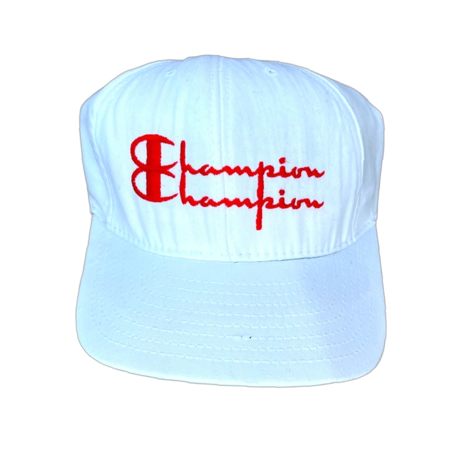 Champion VINTAGE Champion Hat Snapback Baseball Cap Mens White Spell Out Script USA Mens One Size Adjustable Logo Baseball Cap Size ONE SIZE - 1 Thumbnail