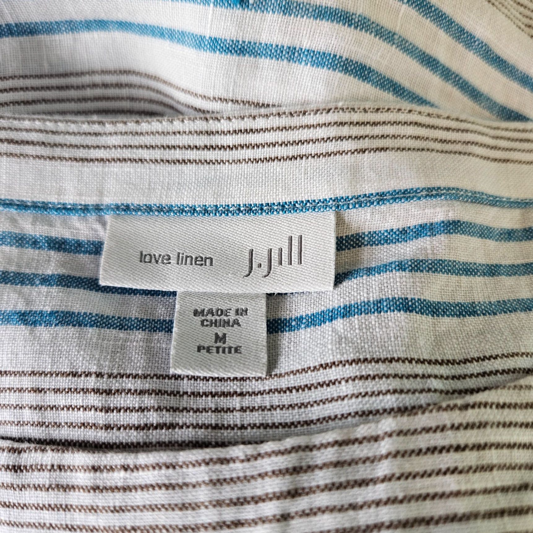 J. Jill J Jill Love Linen Womens Dress Striped Sleeveless Pullover Knee Length A-Line Petite Blue Brown Pockets Size PM Size M / US 6-8 / IT 42-44 - 6 Thumbnail