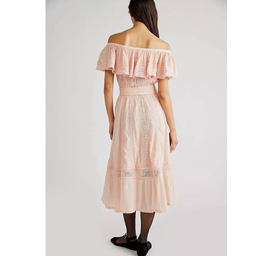 Free People New Spell Cassie Off The Shoulder Lace Gown $299 XS Pink Size XS / US 0-2 / IT 36-38 - 3 Thumbnail