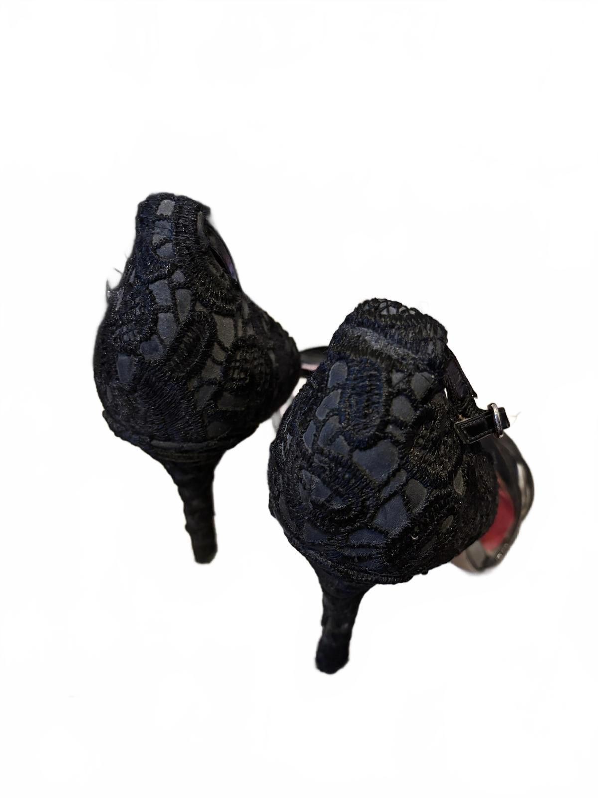 Other VINTAGE! Betsey Johnson Black Strappy Lace High Heel Sandals Size US 7 / IT 37 - 4 Thumbnail