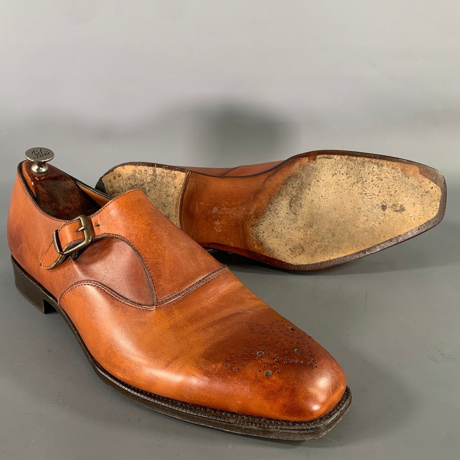 Ralph Lauren RALPH LAUREN 8.5 Brown Wingtip Leather Monk Strap Loafers Size US 8.5 / EU 41-42 - 5 Thumbnail