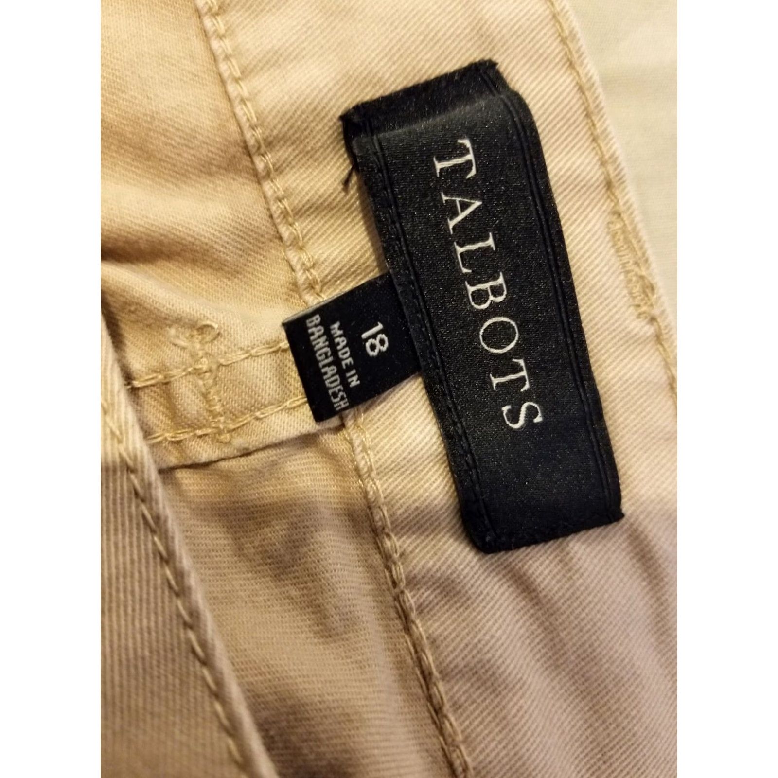 Talbots Womens Talbots Pants 18 Cotton Chino Khaki Beige Stretch Plus 18 Pants Womens Girls Mens Size 40" / US 18 - 6 Thumbnail