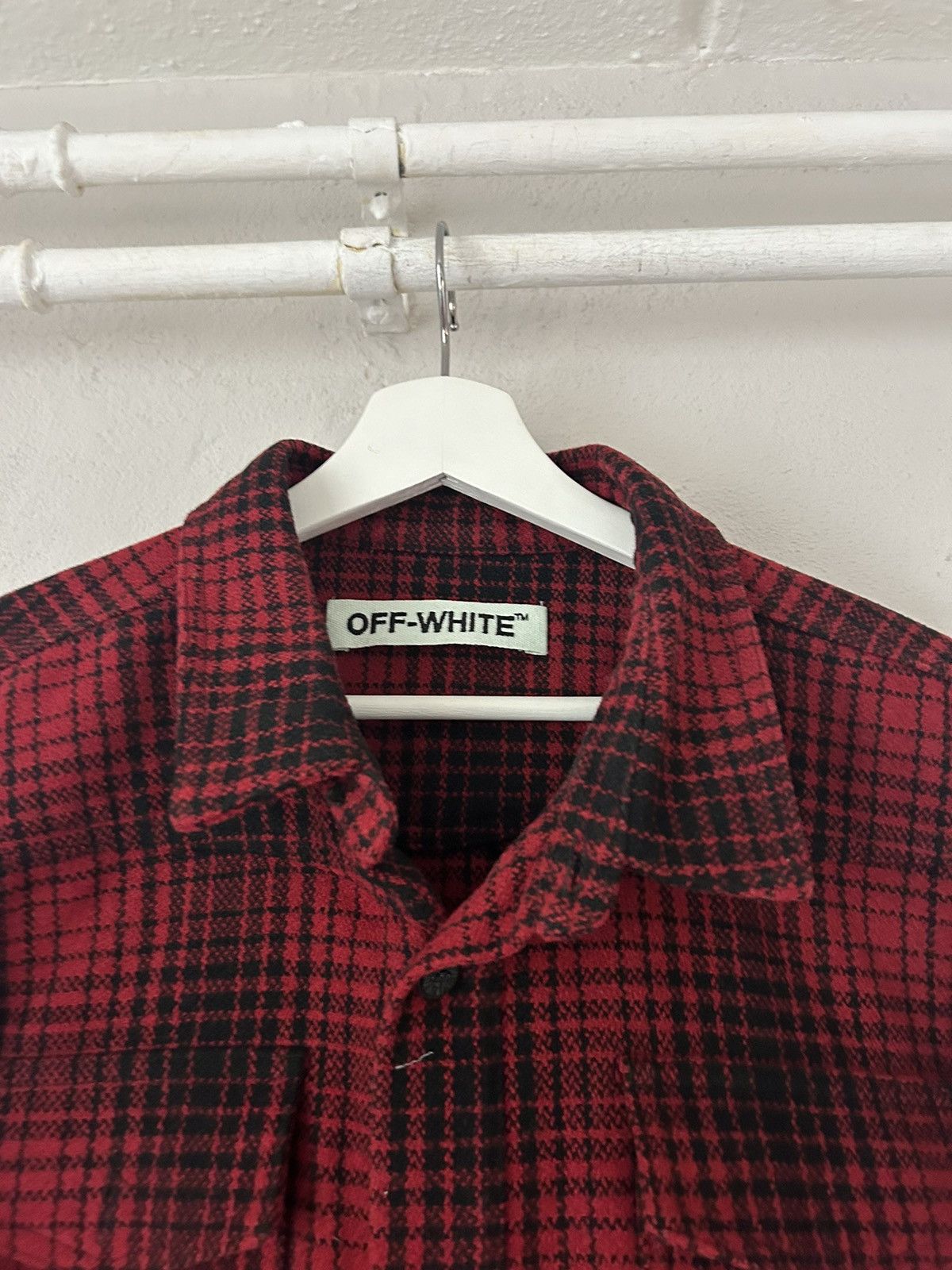 Off-White Check Wool Tartan Shirt Size US M / EU 48-50 / 2 - 3 Thumbnail