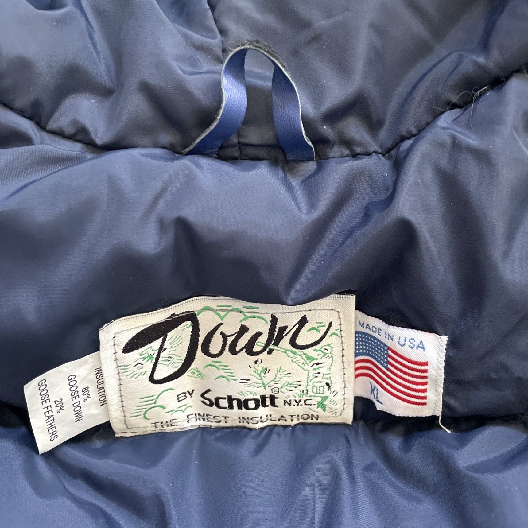 Schott VINTAGE SCHOTT NYC Goose Down Parka Jacket Mens XXL Blue USA Nylon Down Regular XL EUC Size US XL / EU 56 / 4 - 3 Thumbnail