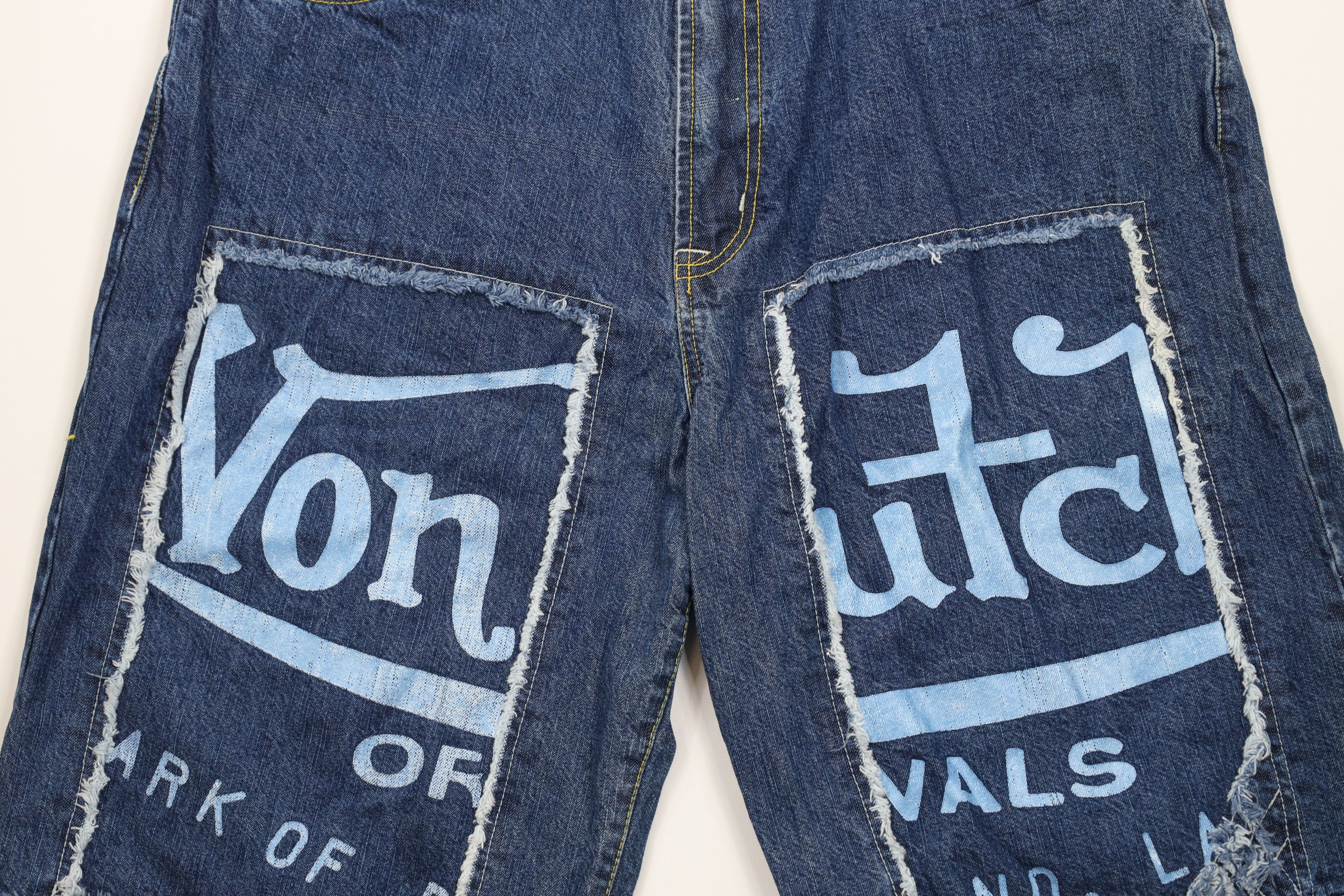 Vintage × Von Dutch Vintage 90s Y2K Von Dutch Spell Baggy Fit Denim Jean Shorts Size US 38 / EU 54 - 3 Thumbnail
