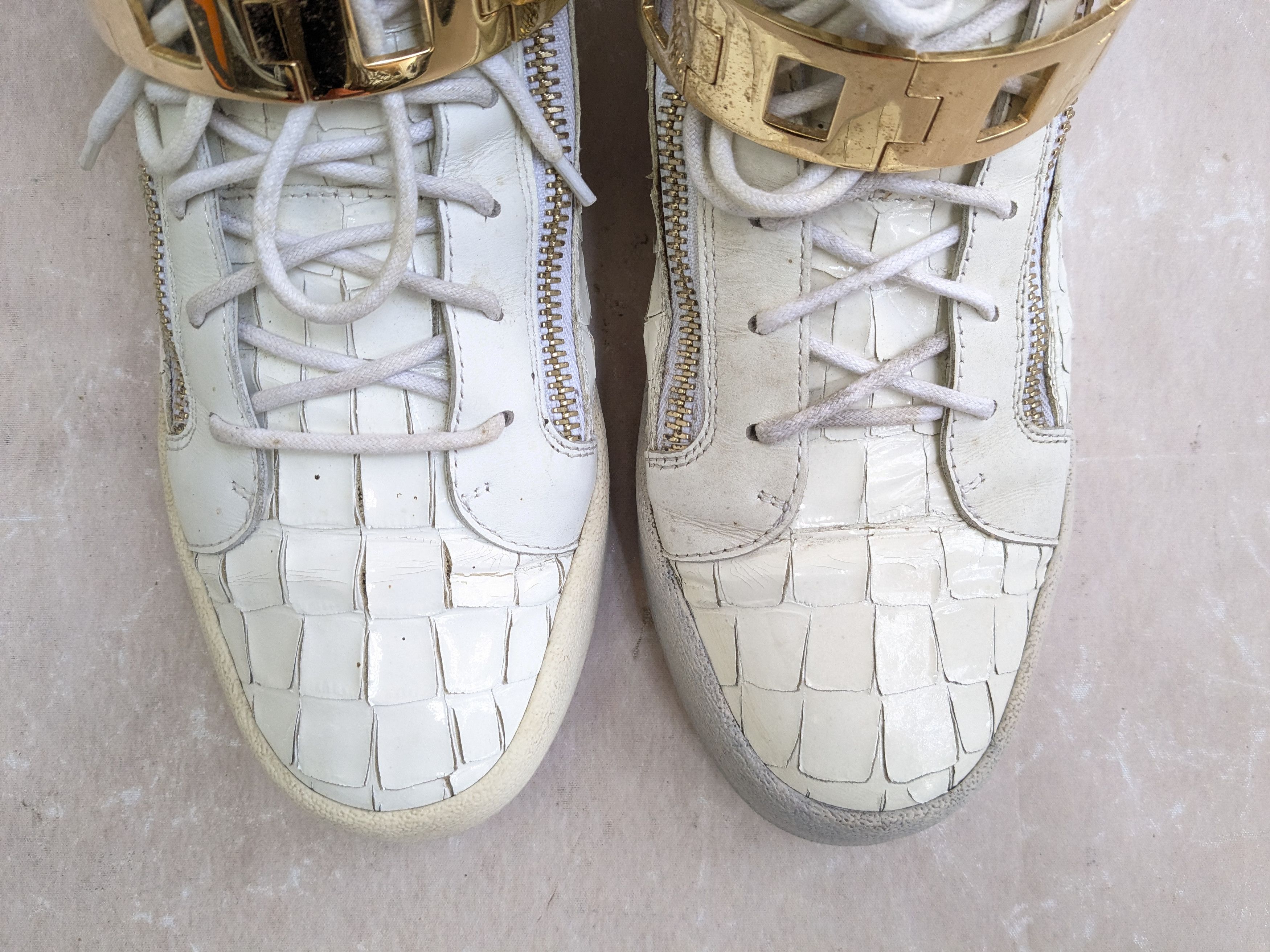 Giuseppe Zanotti Giuseppe Zanotti Sneakers White Gold 11 44 High Tops Leather Size US 11 / EU 44 - 5 Thumbnail