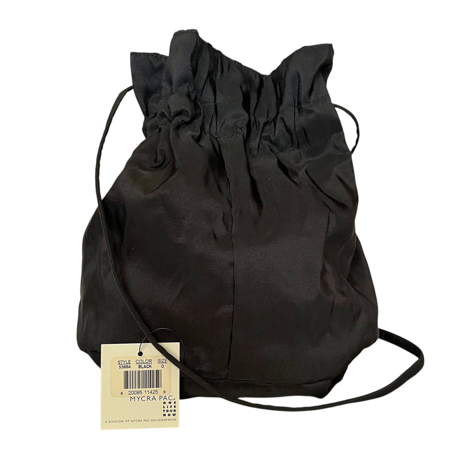 Other NWT Mycra Pac Reversible Black Scroll Drawstring Bag Size ONE SIZE - 7 Thumbnail