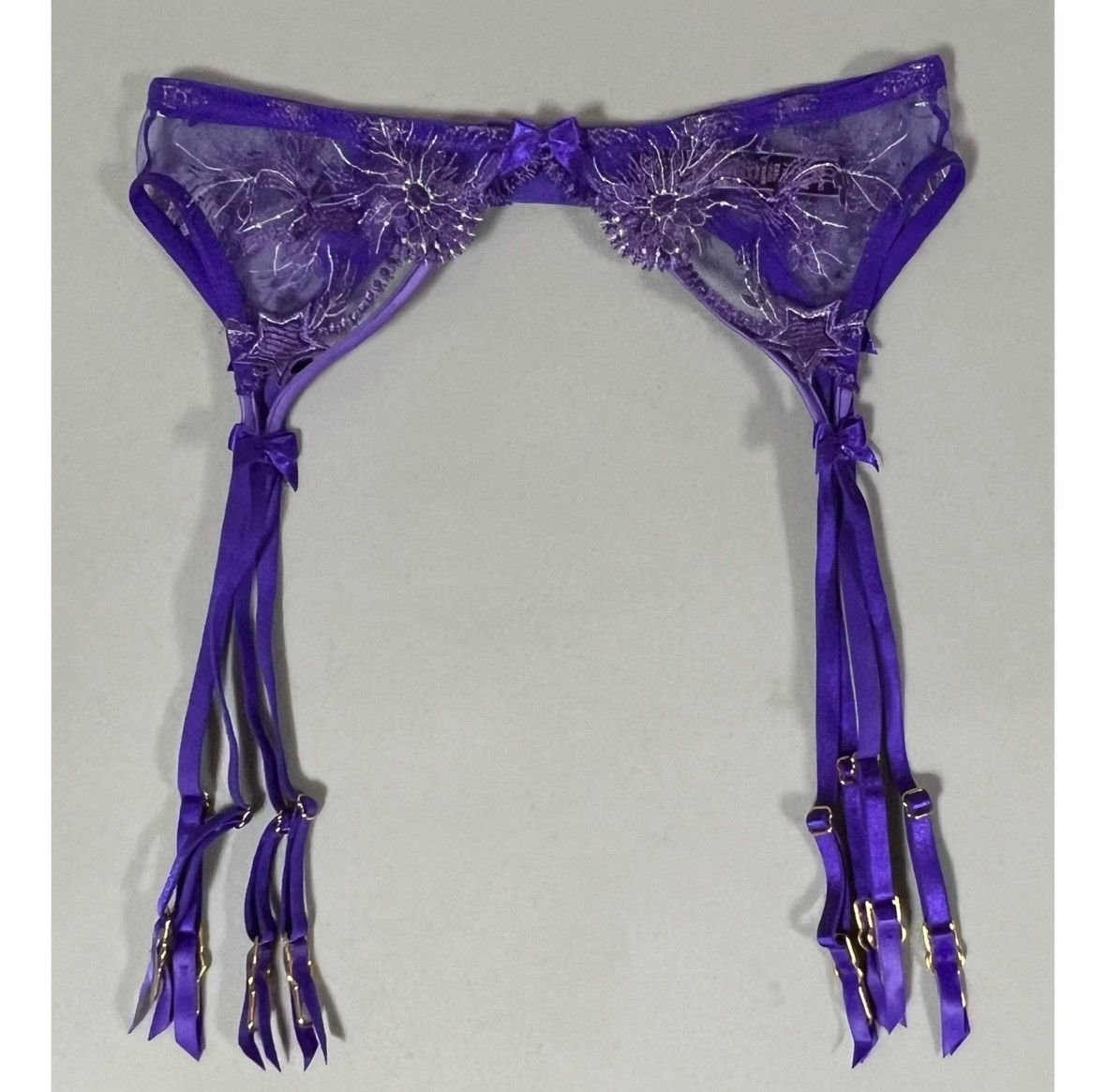 Victoria's Secret Purple Star Stars Floral Lace Garter Belt Lingerie XS/S 💜✨ Size ONE SIZE - 1 Thumbnail