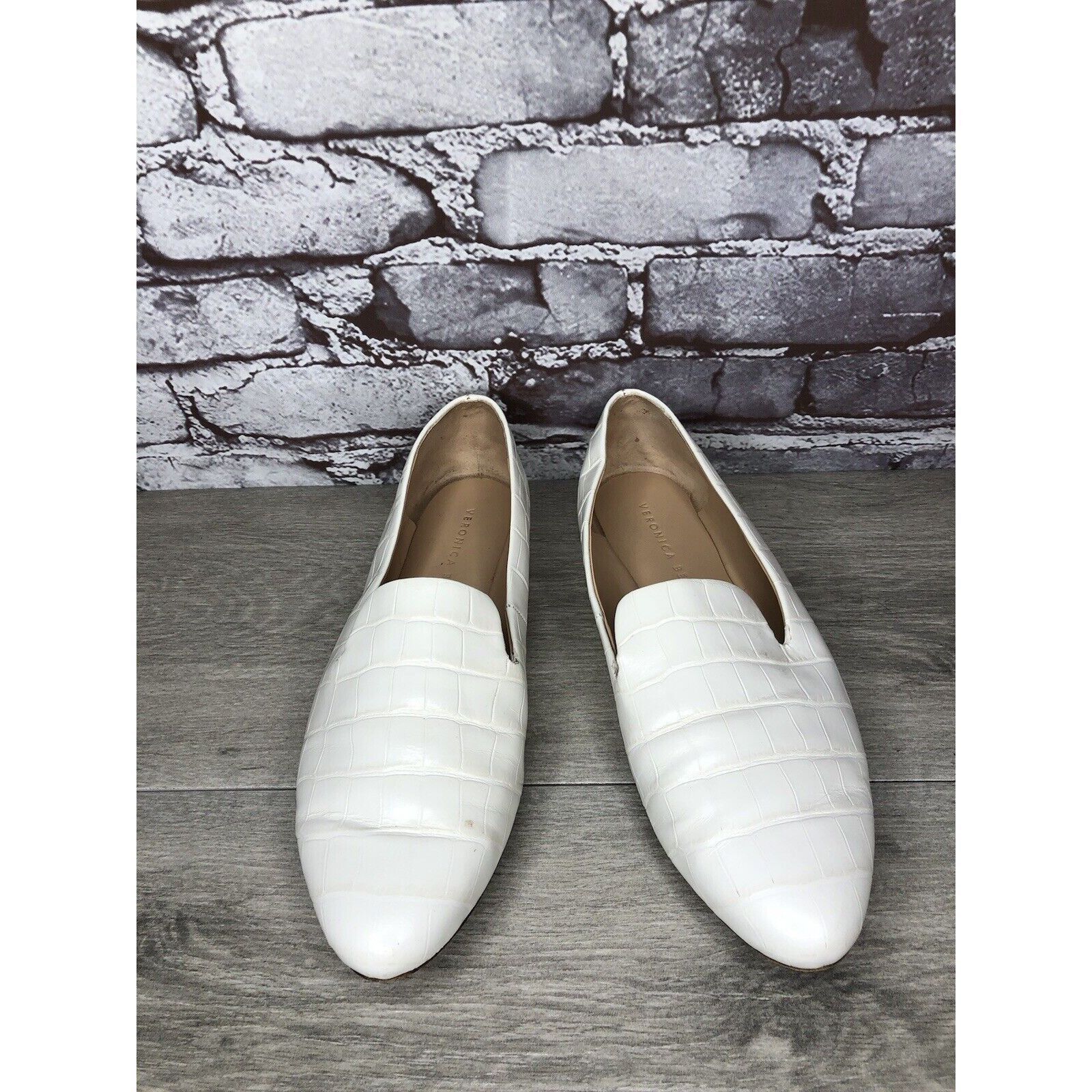 Veronica Beard Veronica Beard Griffin White Leather Croc Embossed Loafer Fl Size US 9.5 / IT 39.5 - 3 Thumbnail