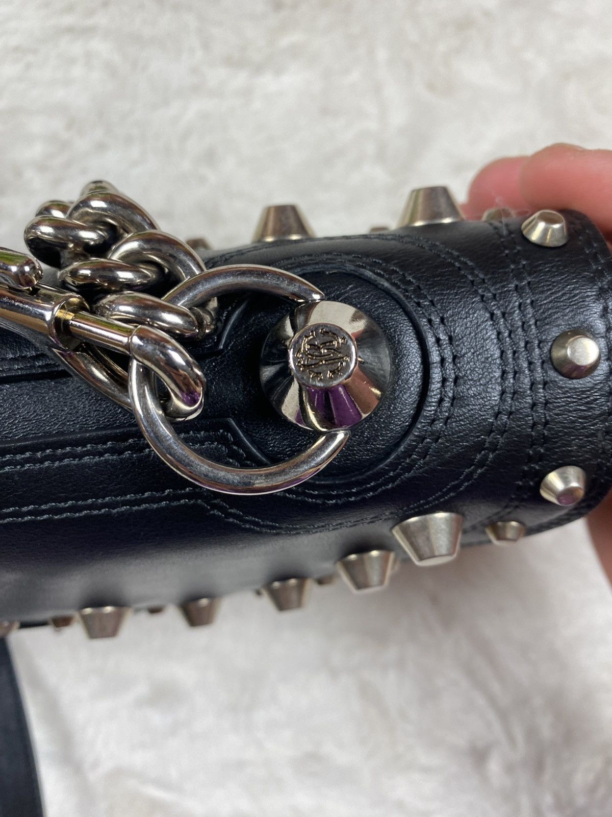 Roberto Cavalli Vintage Roberto Cavalli Black Leather Studded Shoulder Size ONE SIZE - 9 Thumbnail