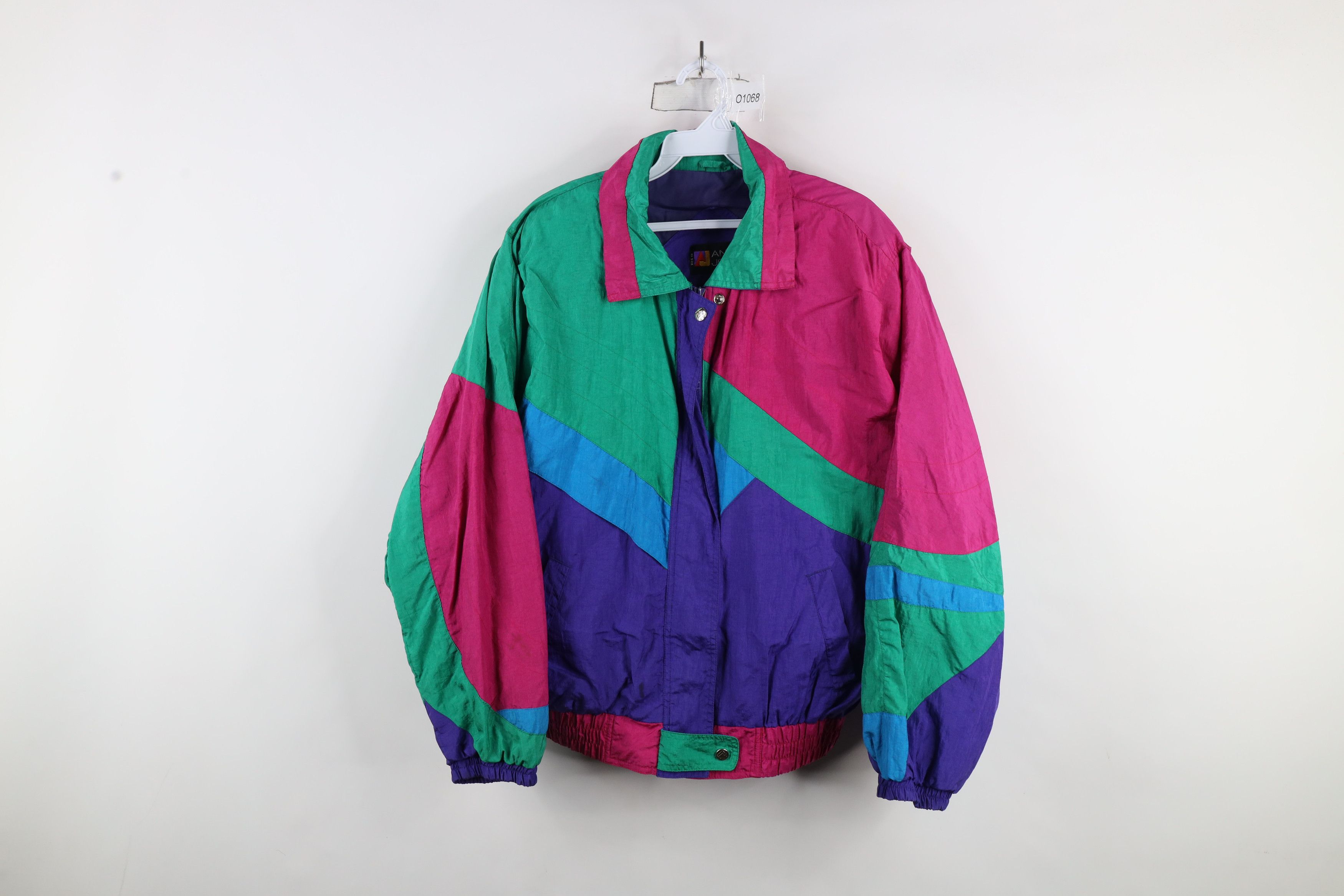 Vintage Vintage 90s Streetwear Block Full Zip Windbreaker Jacket Size XXL / US 16-18 / IT 52-54 - 1 Thumbnail