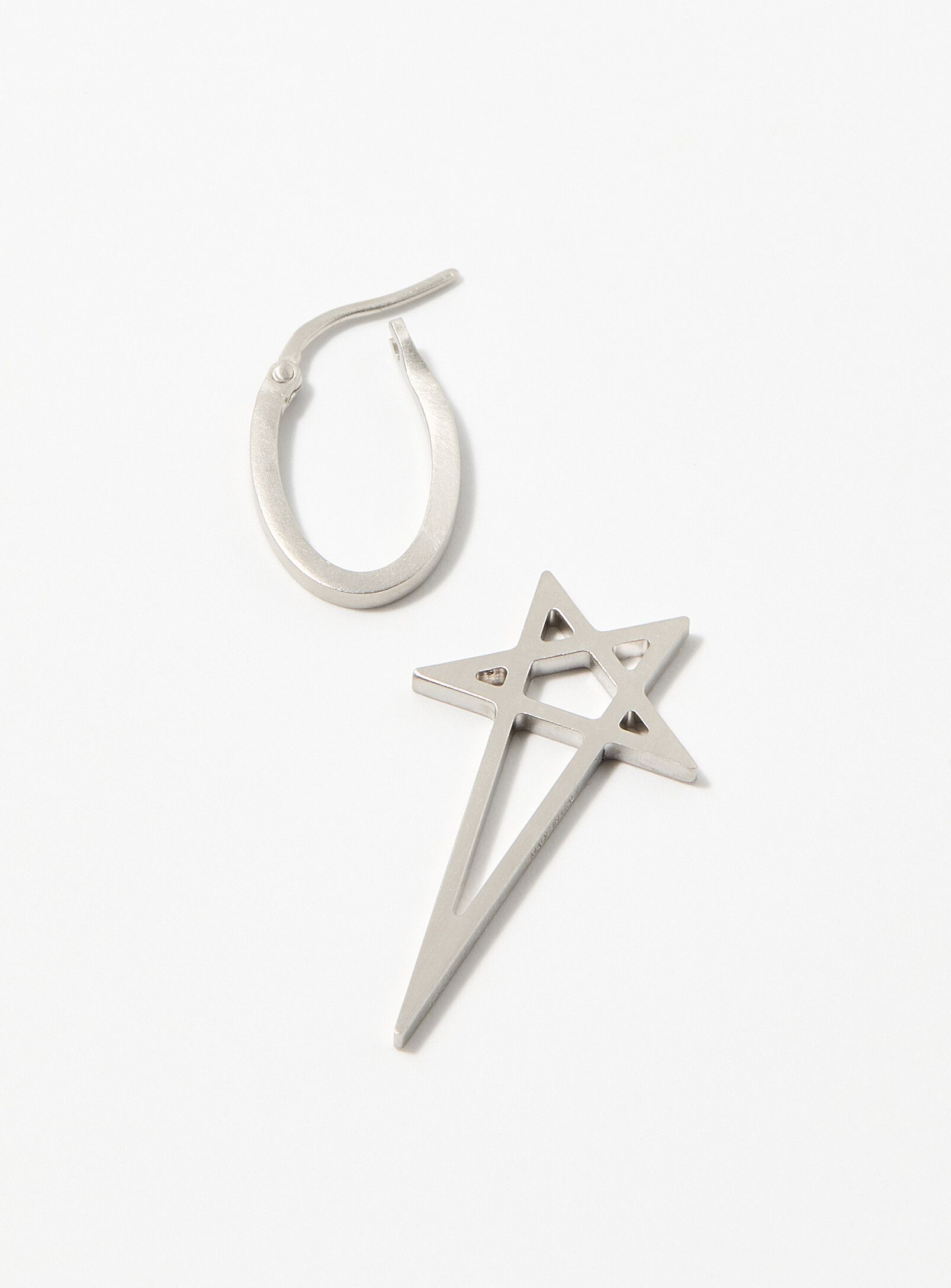 Aw26 Rick Owens "Tower" Pentagram Earring in Silver, Men's — image 5 of 5