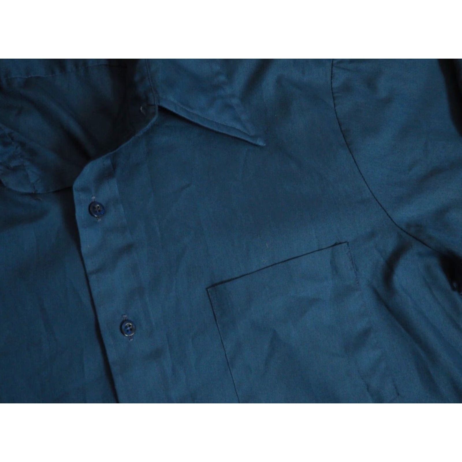 Vintage VTG 70s Night Blue Polycotton No Iron Button Shirt Montgomery Ward XL Men’s Size US XL / EU 56 / 4 - 5 Thumbnail