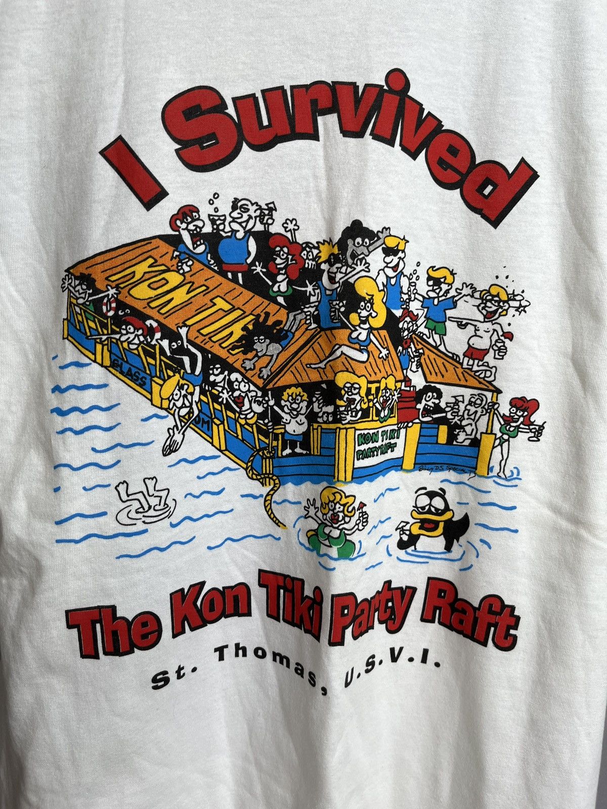 Vintage 90s Kon Tiki Party Raft St. Thomas Virgin Islands Tank shirt Size US L / EU 52-54 / 3 - 2 Thumbnail