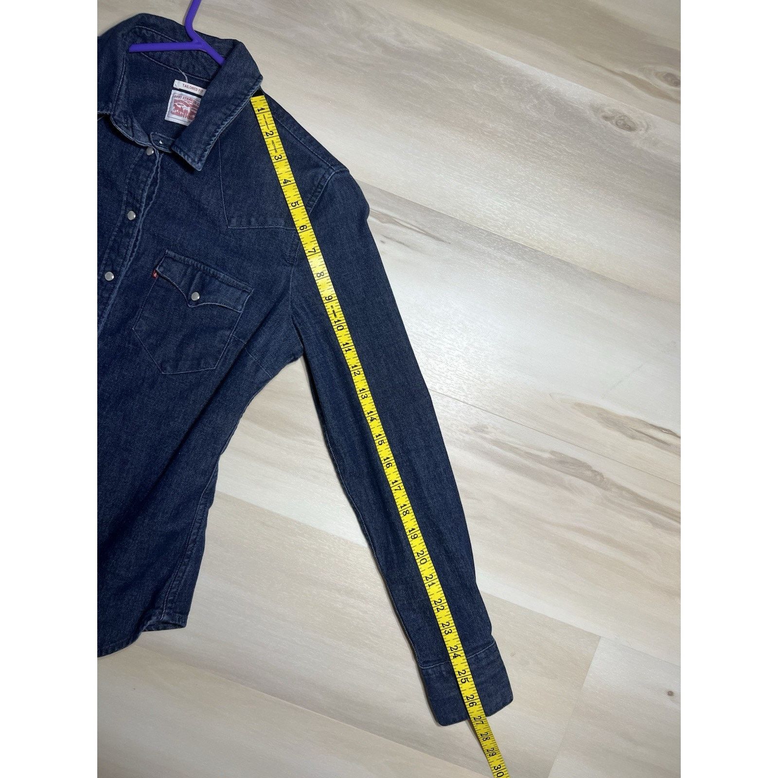 Levi's Levi's Tailored Fit Pearl Snap Blue Denim Western Shirt XS Size XS / US 0-2 / IT 36-38 - 6 Thumbnail