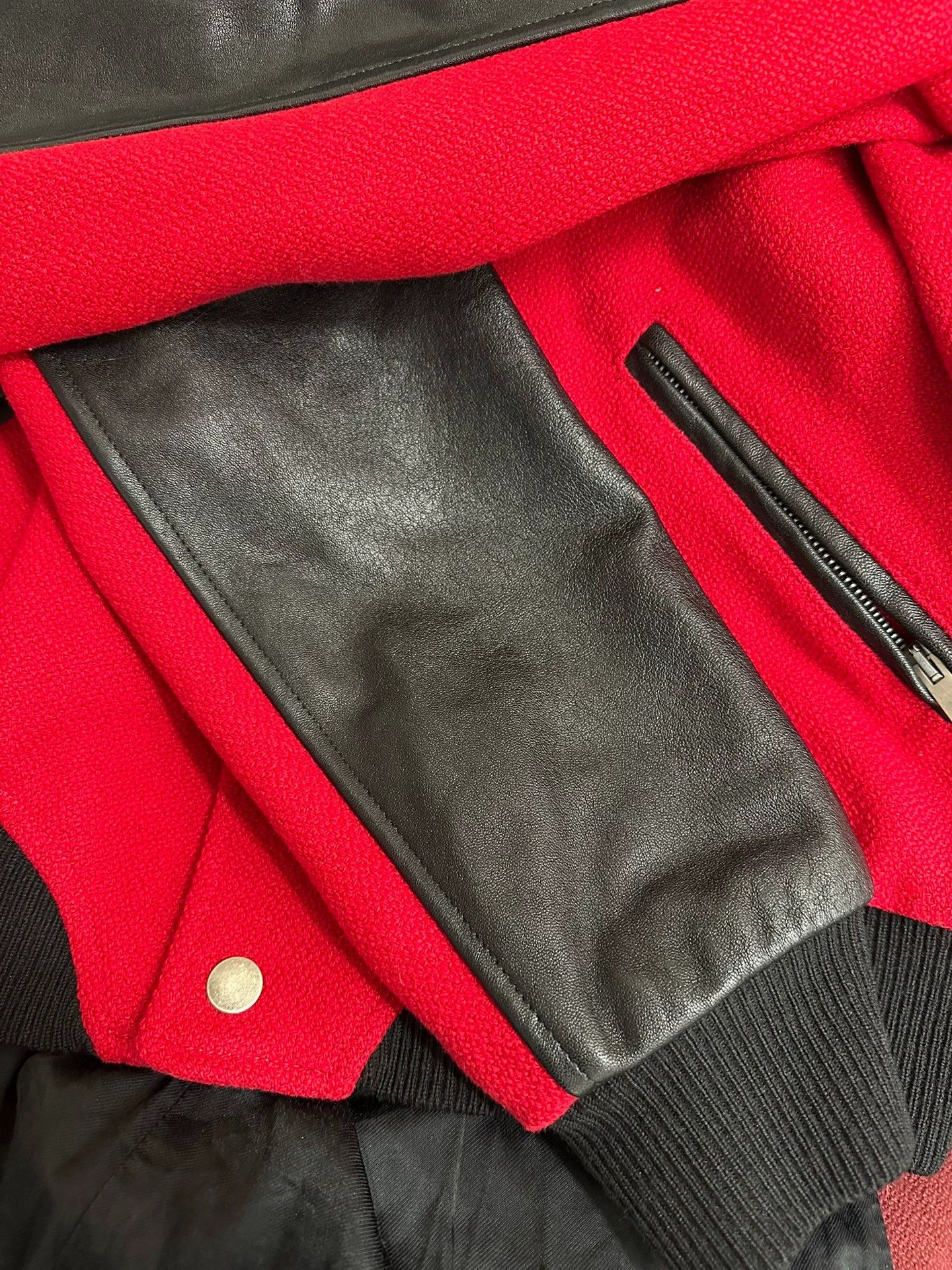 Saint Laurent Paris Leather Heaven Baseball Jacket,