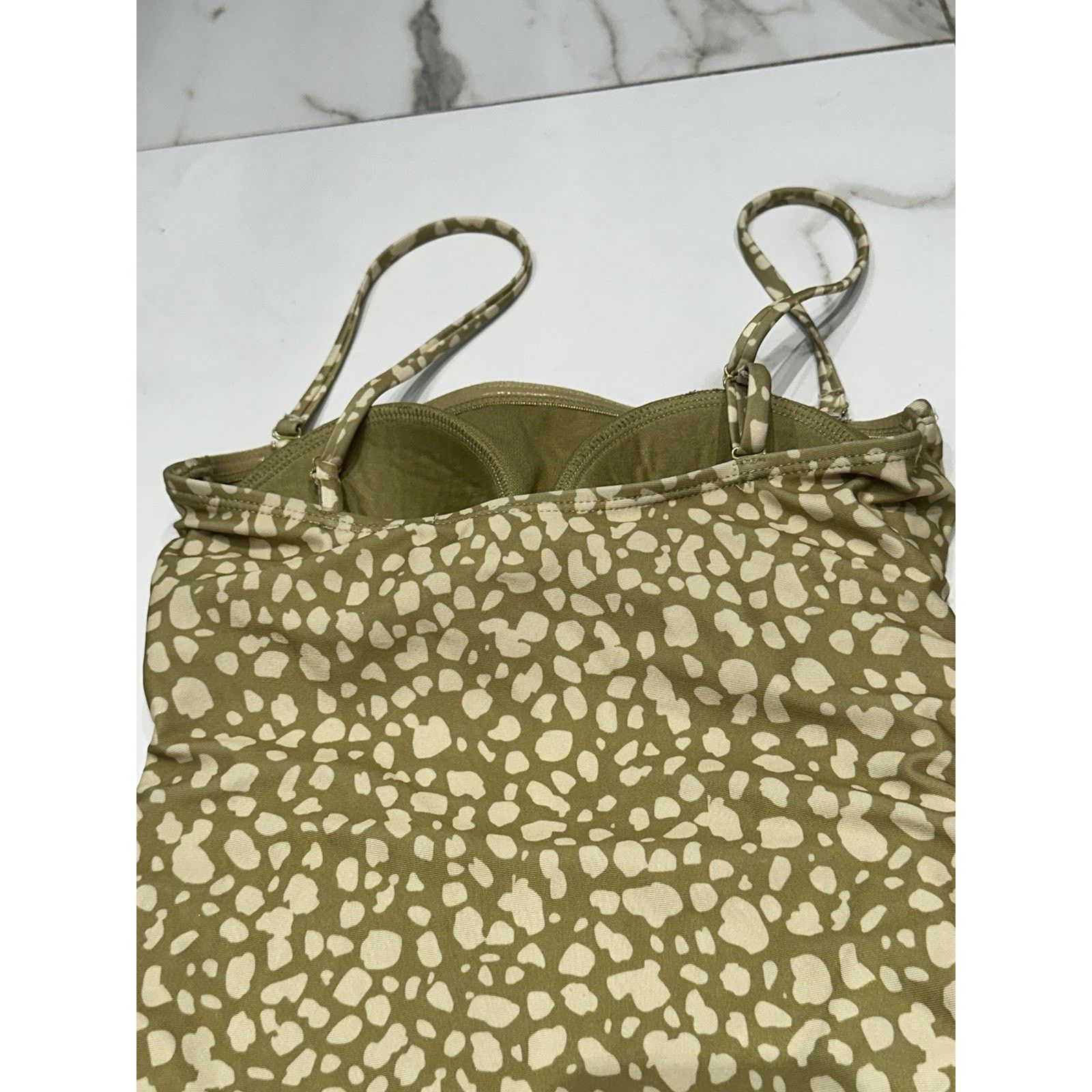 Primark Primark One Piece Bandeau Control Green Dot Print Swimsuit Size ONE SIZE - 12 Thumbnail