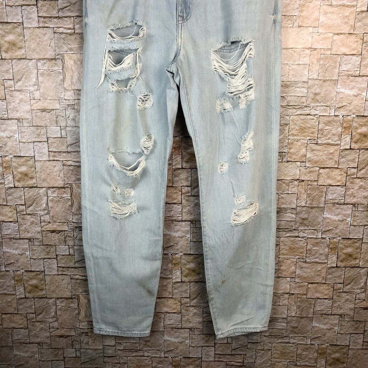Japanese Brand Forever 21 Blue ripped Distressed Denim Pants #A1004 Size 33" - 3 Thumbnail