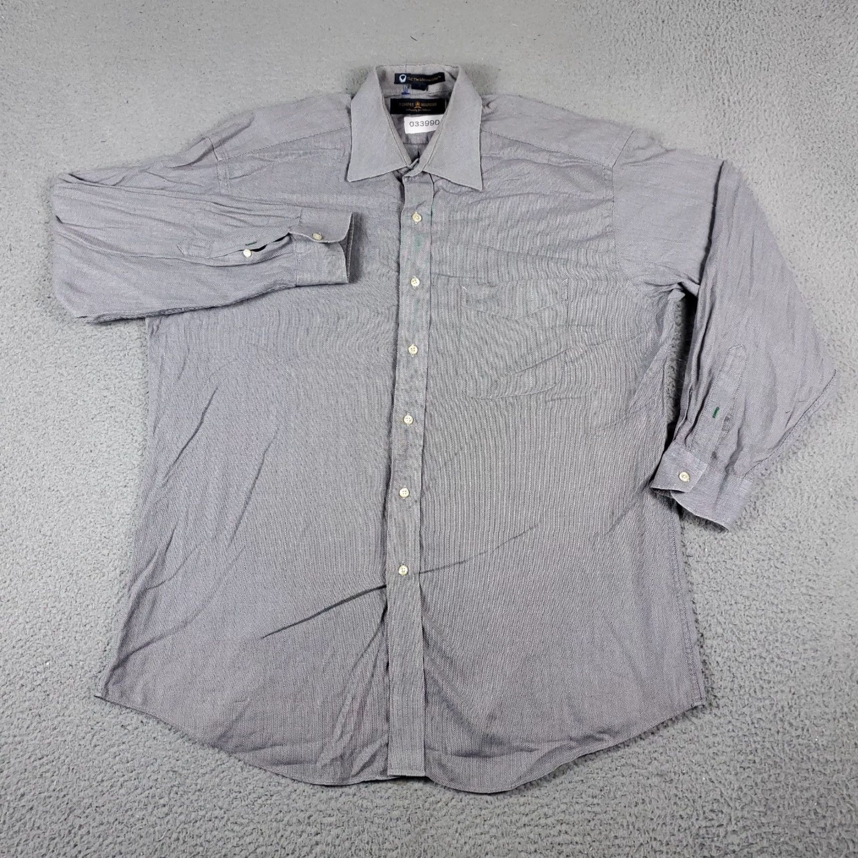 Tommy Hilfiger Tommy Hilfiger Dress Shirt Mens 16 Gray Long Sleeve Button Up Cotton Classic Size 42R - 2 Thumbnail