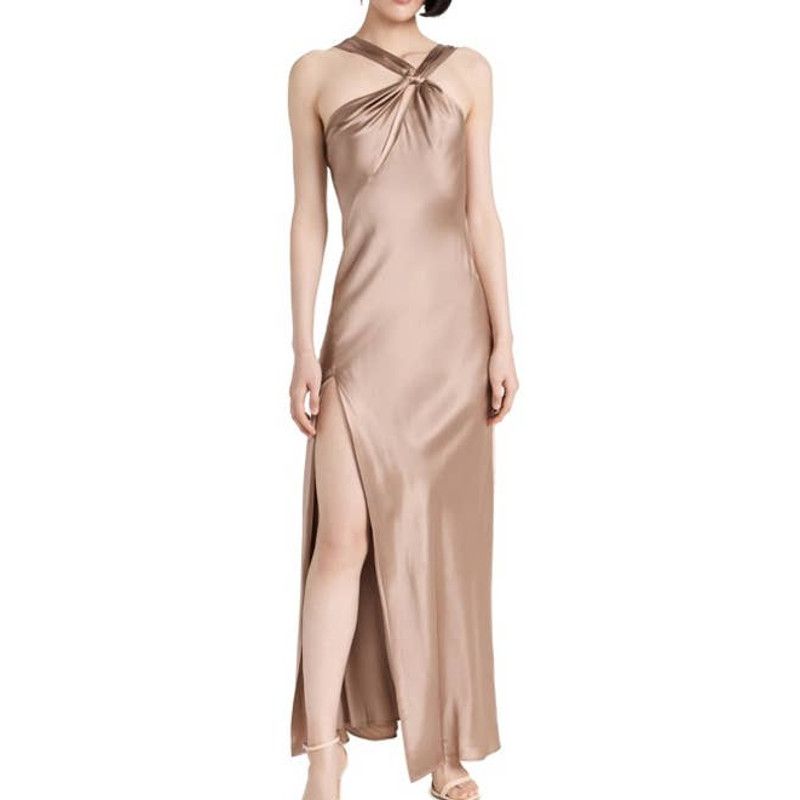 image of Cami NYC Sleeveless Silk Valory Twist Maxi Dress Beachwood in Tan, Women's (Size Small)