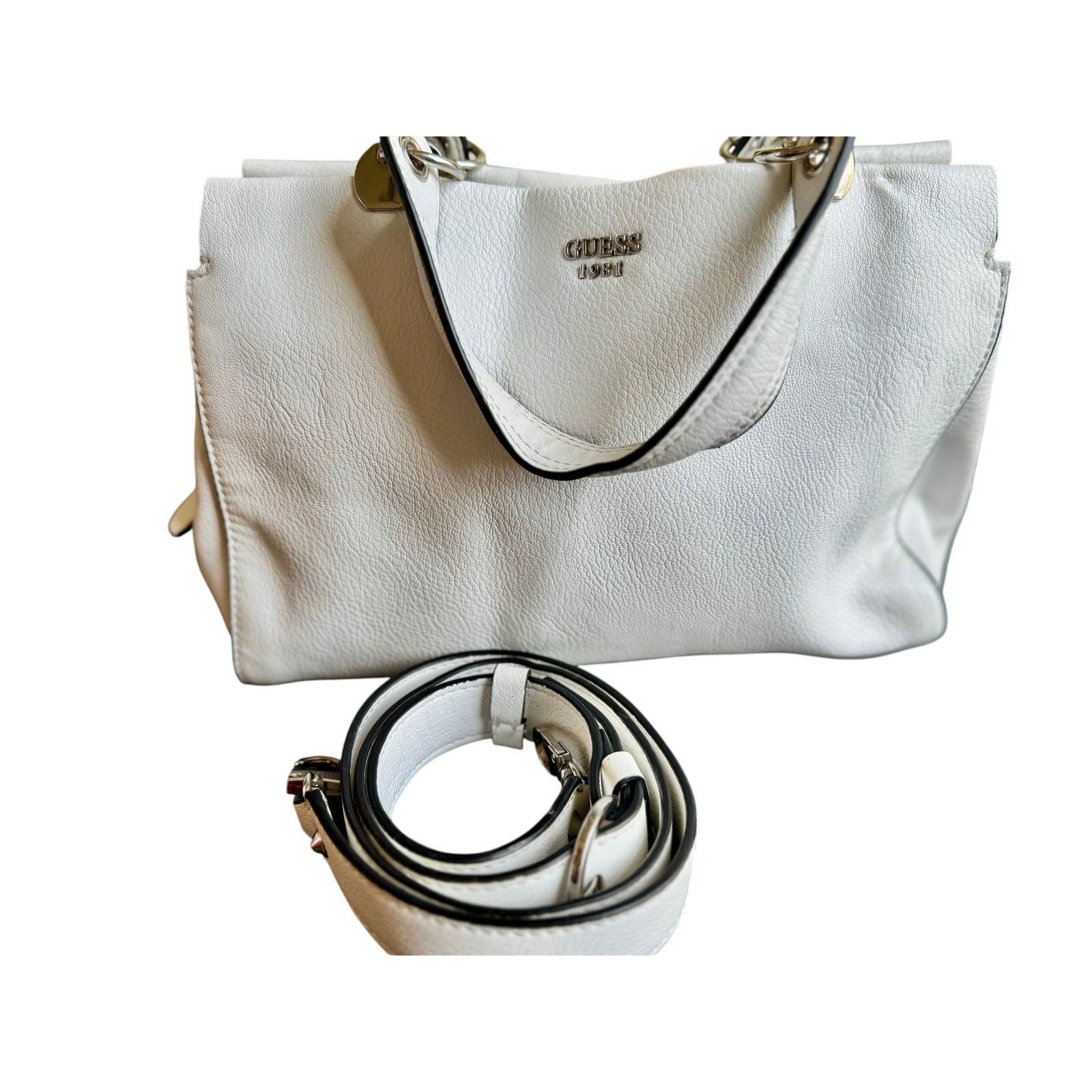 Guess Guess White Leather & Cheetah Purse – Arm or Shoulder Bag Size ONE SIZE - 1 Thumbnail