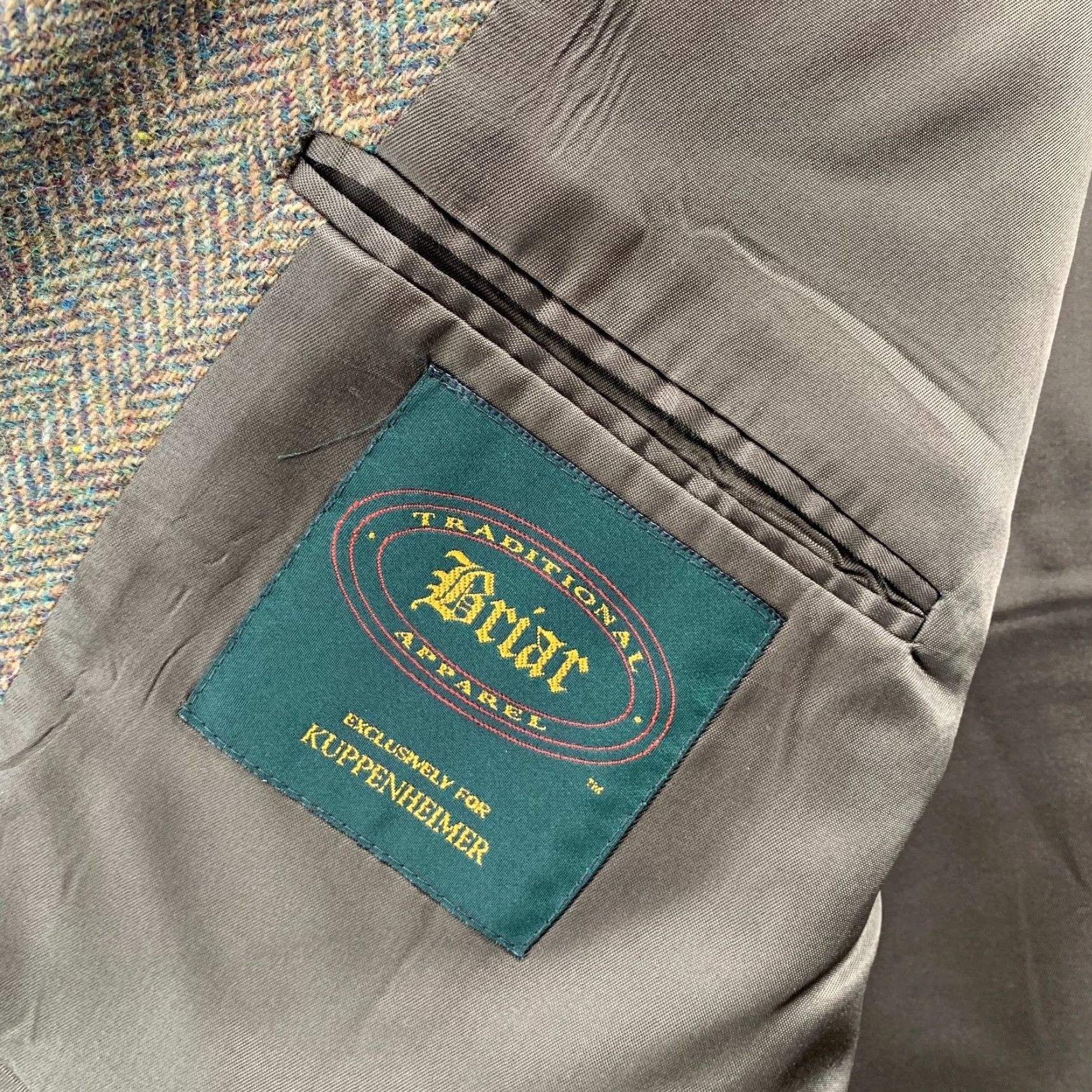 Vintage VINTAGE Kuppenheimer Blazer Mens 40/42 Tweed Wool Brown Herringbone USA Size 42R - 4 Thumbnail