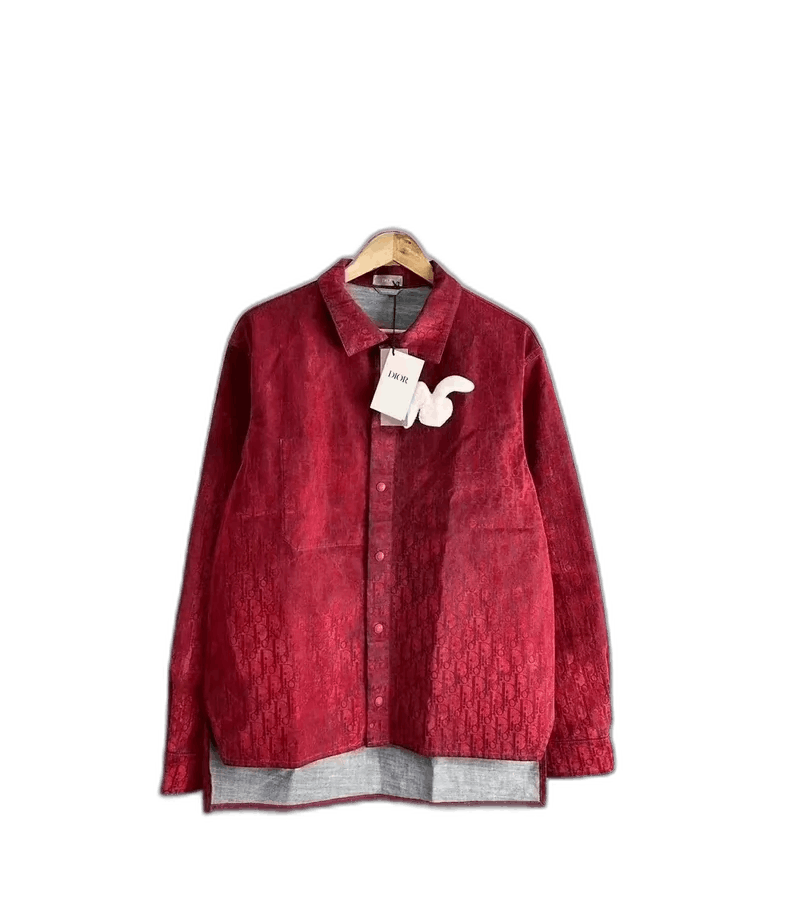 Dior Red Velvet Printed Shirt with Tags-2505
