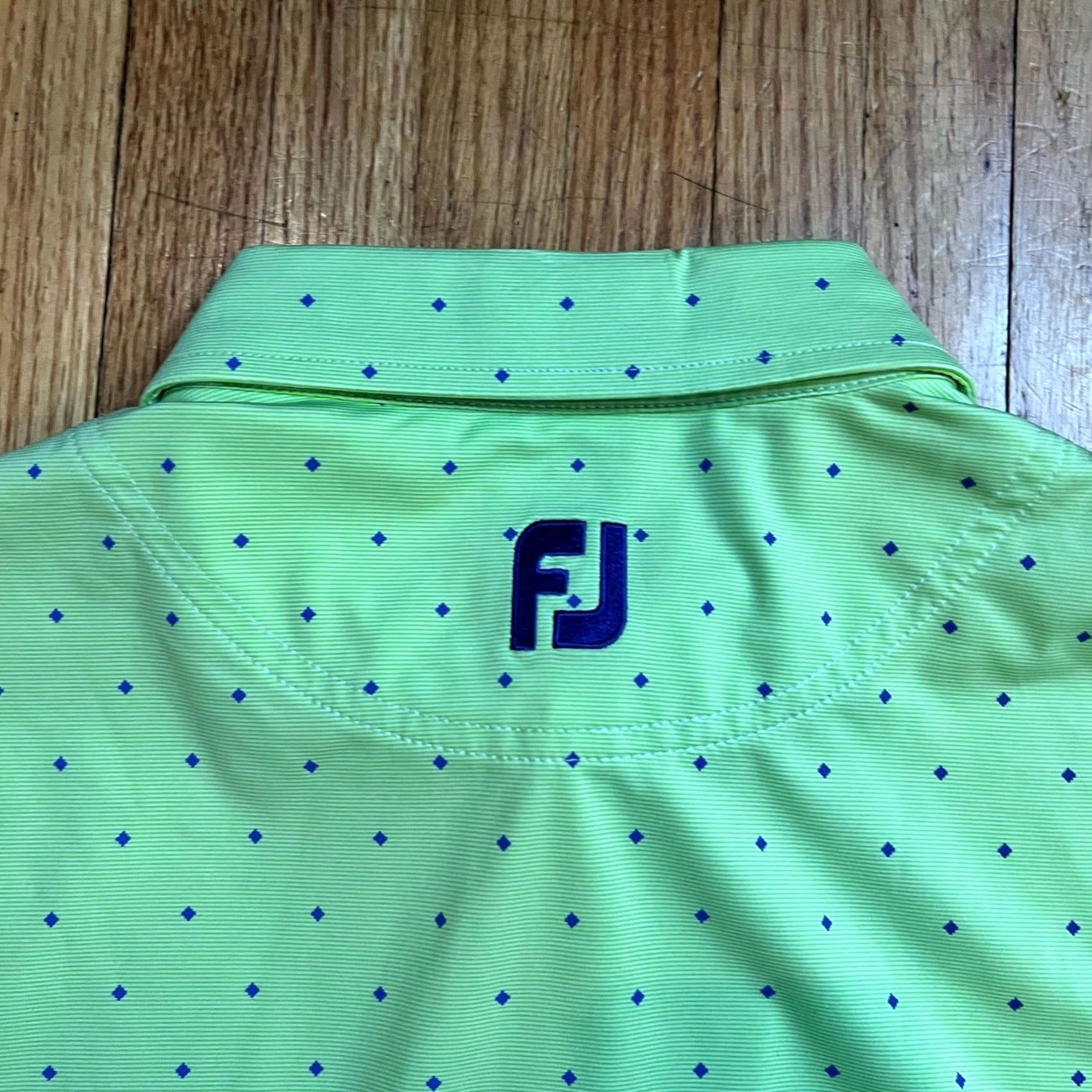 Footjoy Footjoy Shirt Mens L Green Polo Men All Over Geometric Print Gold Performance Size US L / EU 52-54 / 3 - 4 Thumbnail