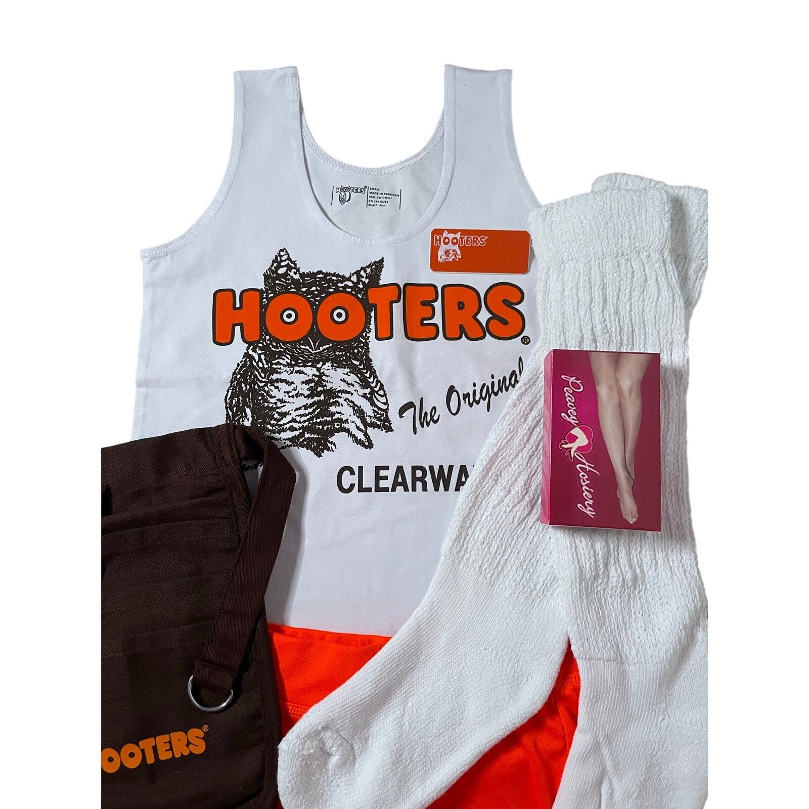 Other New Hooters Uniform Tank Shorts Pouch Tag Socks hose Small Size S / US 4 / IT 40 - 2 Thumbnail