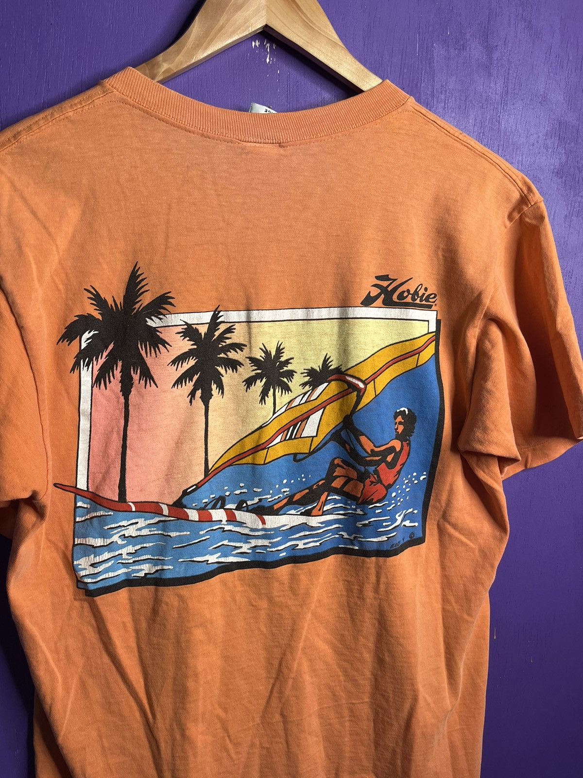 Vintage Vintage 80s HOBIE surfwear wind surfing t-shirt Size US M / EU 48-50 / 2 - 3 Thumbnail