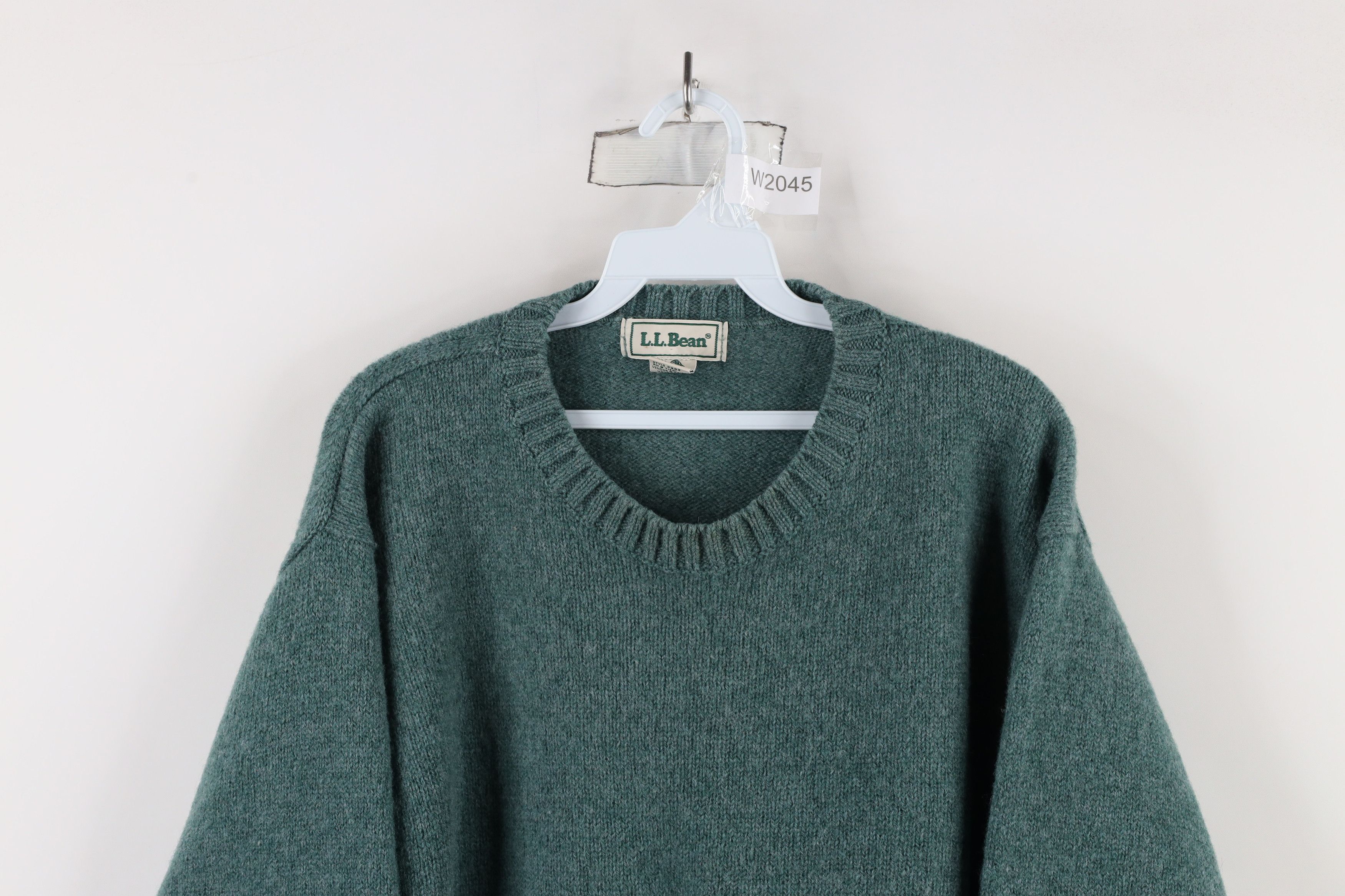 L.L. Bean × Vintage Vintage 90s LL Bean Elbow Patch Wool Knit Sweater Green Size US M / EU 48-50 / 2 - 2 Thumbnail