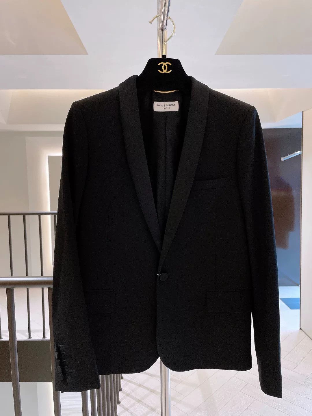 Saint Laurent Paris Saint Laurent Black Shawl Collar Blazer Size US M / EU 48-50 / 2 - 1 Thumbnail