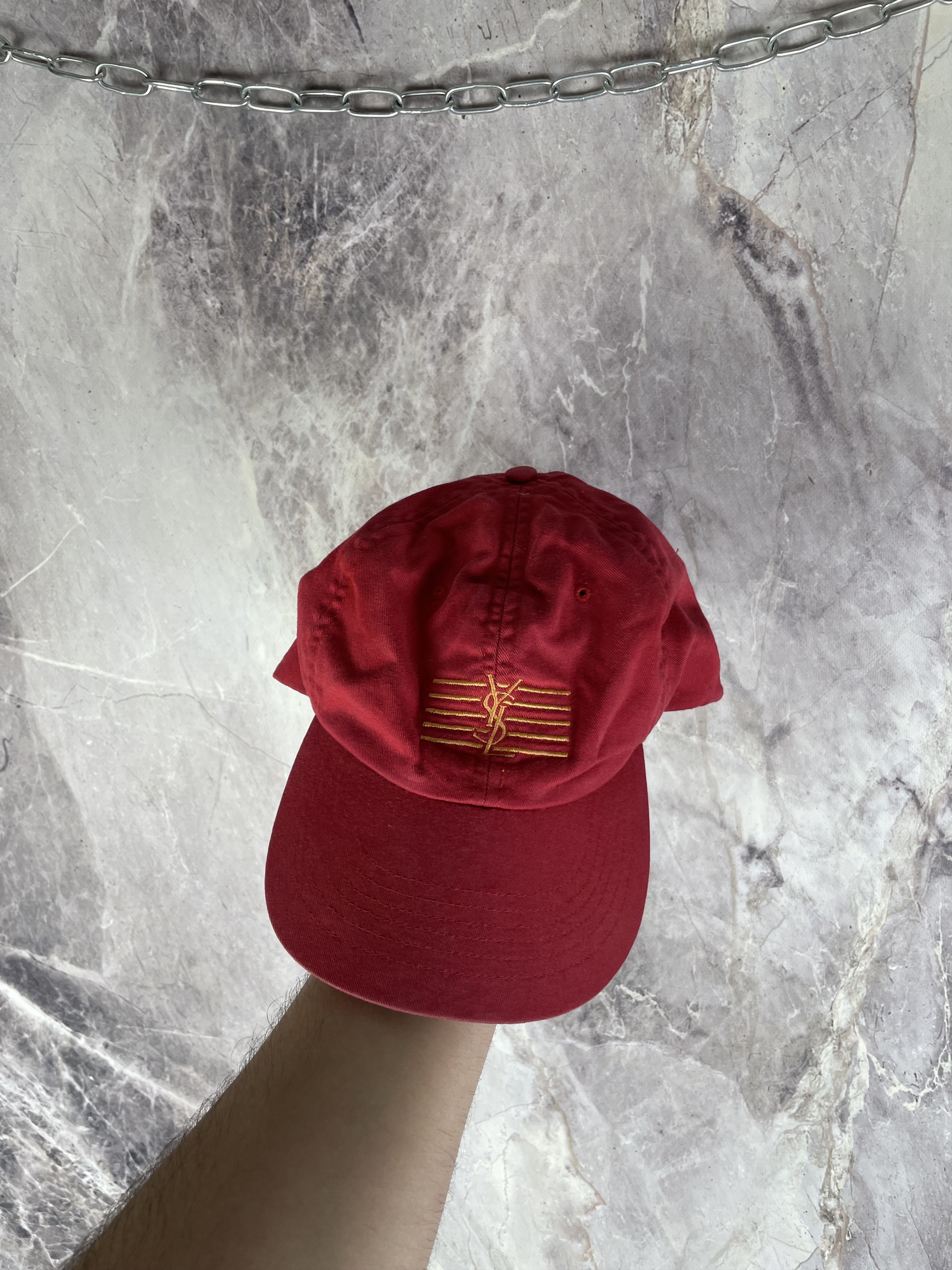 Yves Saint Laurent Vintage Yves Saint Laurent Red Cap Hat Logo Pour Homme YSL Size ONE SIZE - 1 Thumbnail