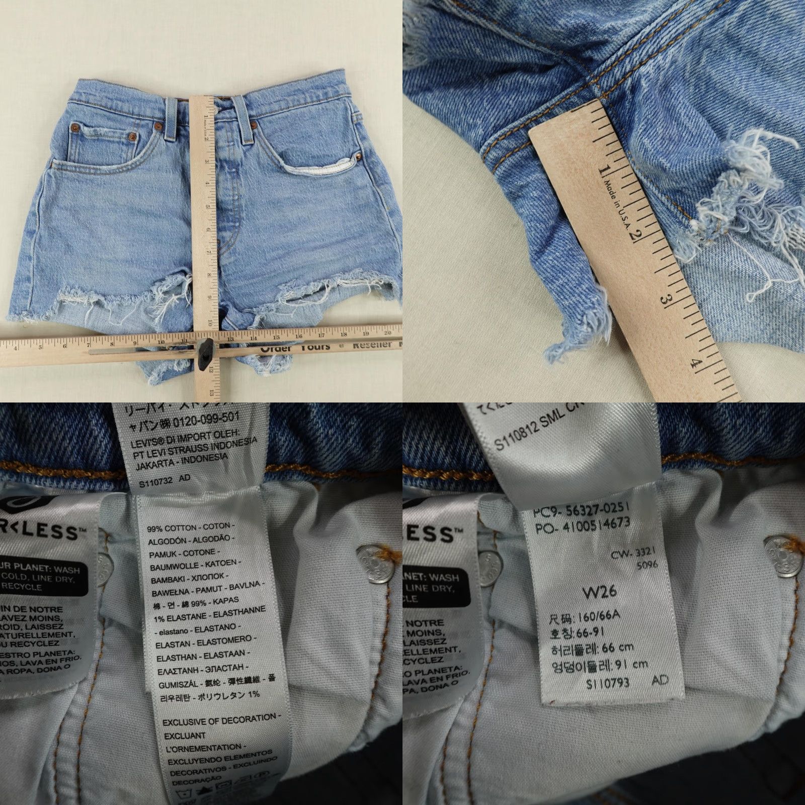 Levi's Levi's Women's Shorts W26 Blue Denim 501 Distressed Mini Cutoff Button Fly Casual Summer Festival Size 26" / US 2 / IT 38 - 8 Thumbnail