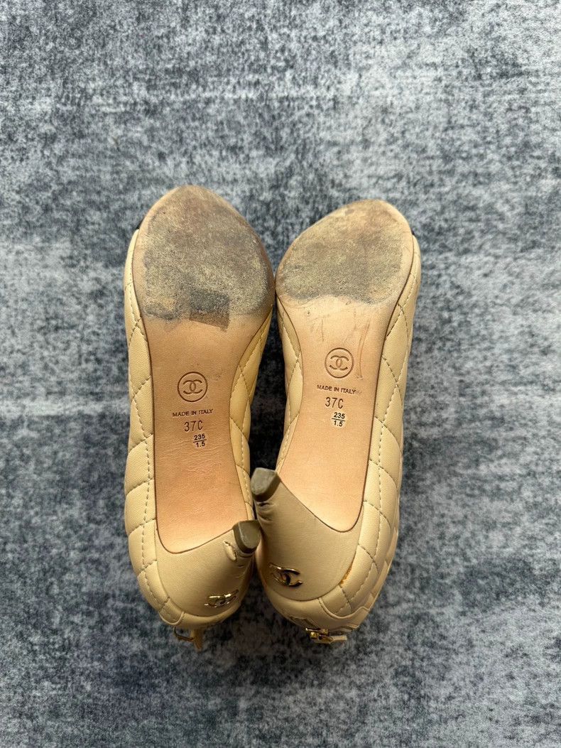 Chanel Chanel Quilted Beige High Heels -2505 Size US 6.5 / IT 36.5 - 6 Thumbnail