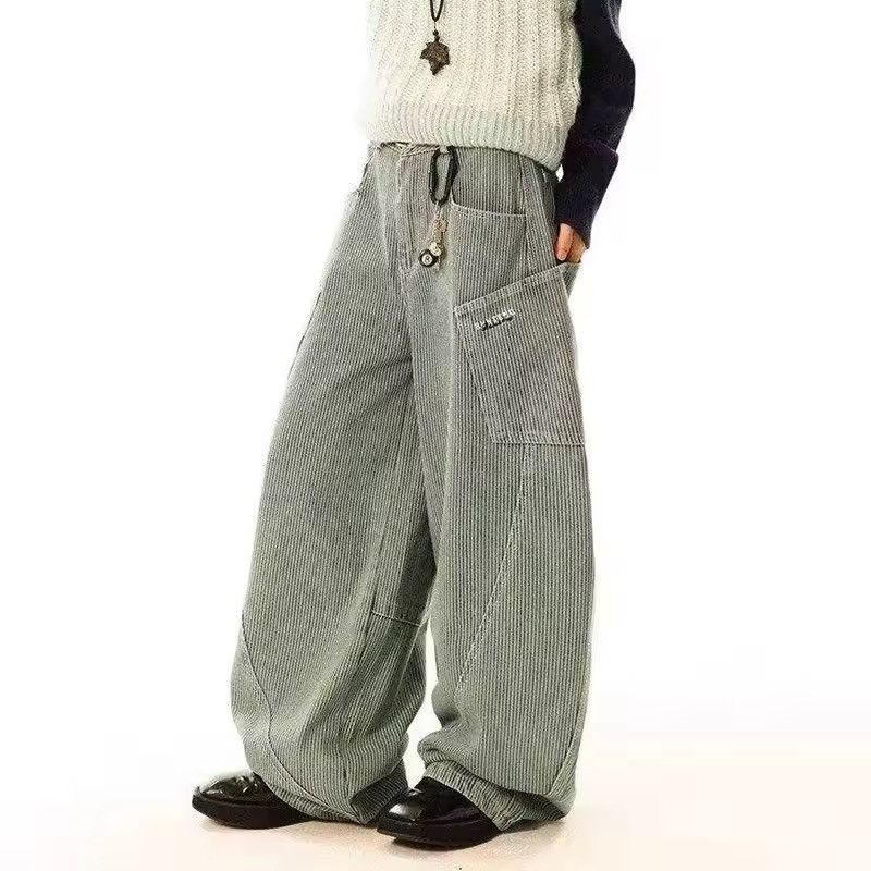 Designer × Vintage Streetwear Striped Loose Baggy Wide Leg Trousers Pants Y2k Size US 35 - 4 Thumbnail