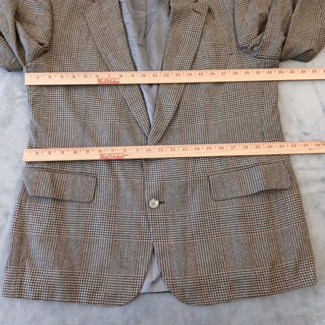 Lands' End Lands' End Blazer Mens 44 Gray Plaid Silk Wool Two Button Single Vent Notch Lapel Size 44R - 5 Thumbnail