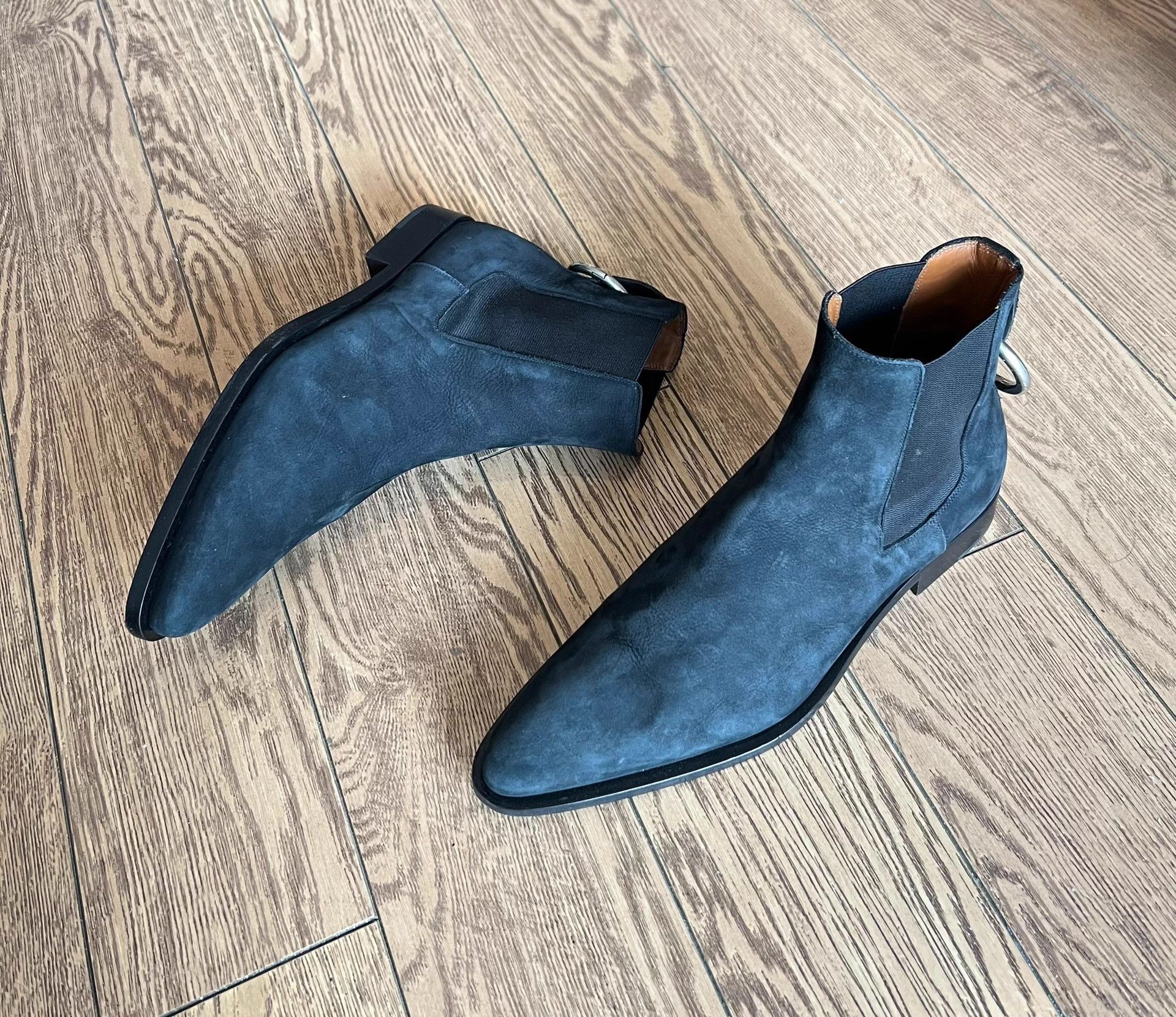 Givenchy Givenchy Black Suede Ring Detail Pointed Toe Chelsea Boots Size US 10 / EU 43 - 1 Thumbnail