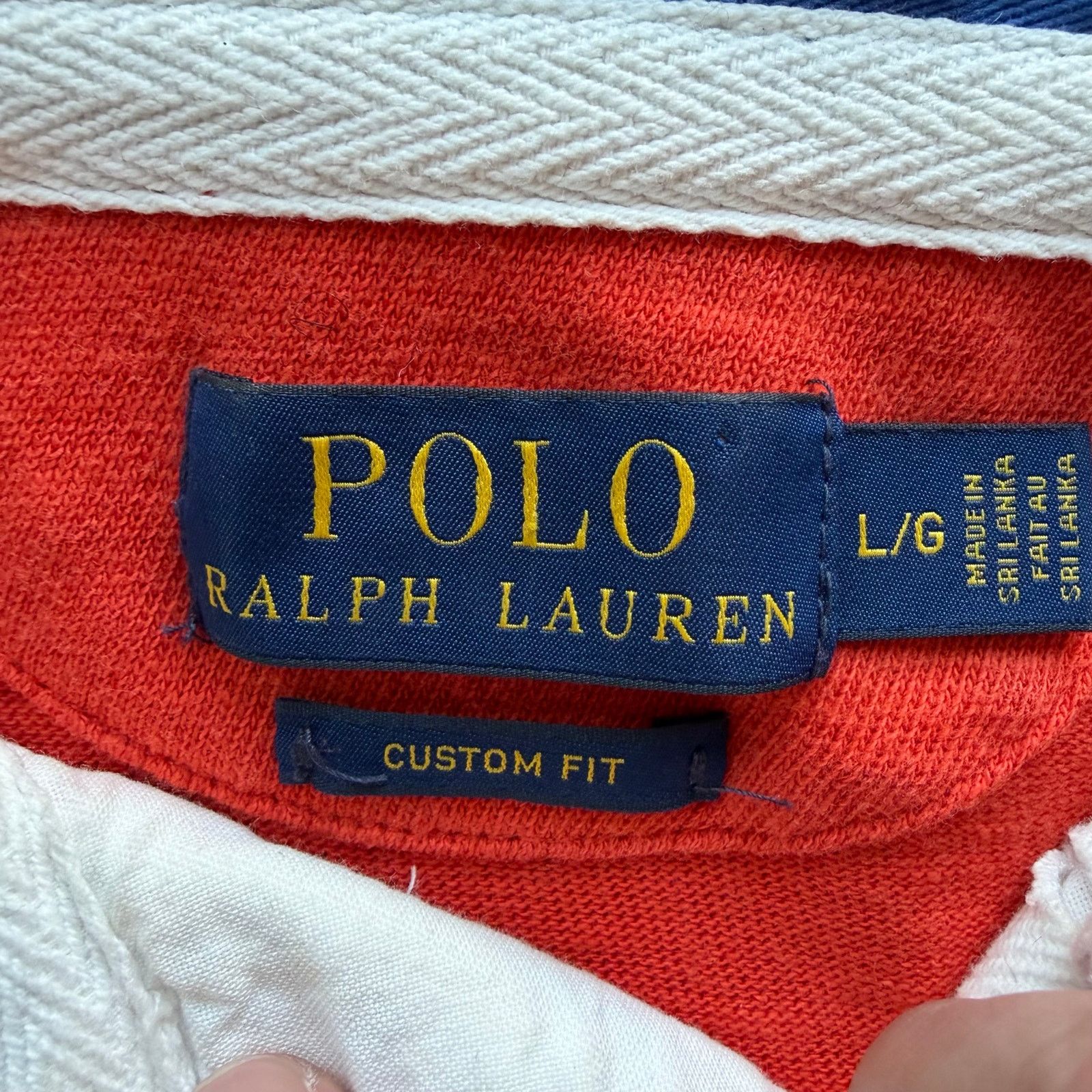 Polo Ralph Lauren Polo Ralph Lauren Orange Striped Rugby L/S Size US L / EU 52-54 / 3 - 5 Thumbnail