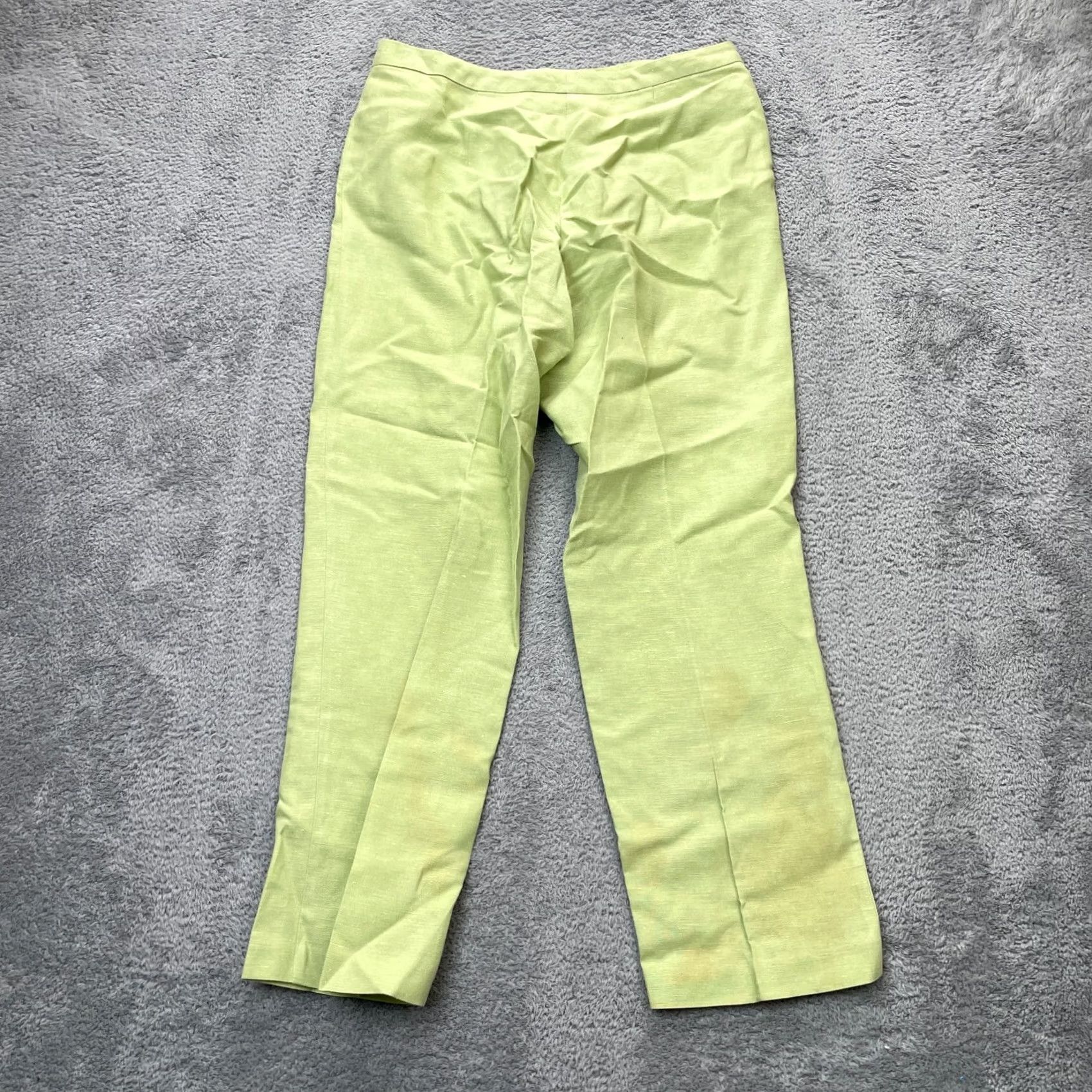 Vintage Sigrid Olsen Pants Womens 10 Green Linen Blend Chino Straight Leg Casual Workwear Ships Spring Summer Mens Womens Girls Boys Size 32" / US 10 / IT 46 - 2 Thumbnail