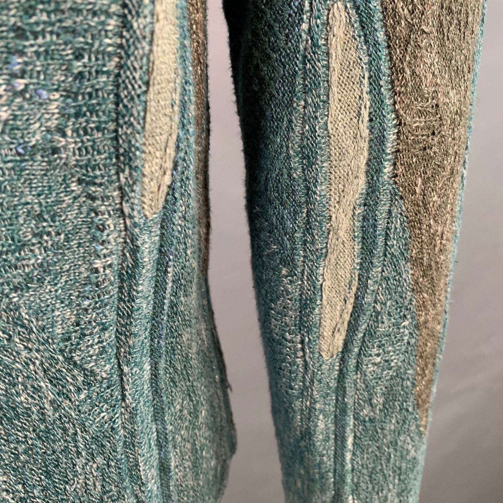 Emporio Armani EMPORIO ARMANI Green Blue Cotton Linen Crew Neck Sweater Size US L / EU 52-54 / 3 - 6 Thumbnail