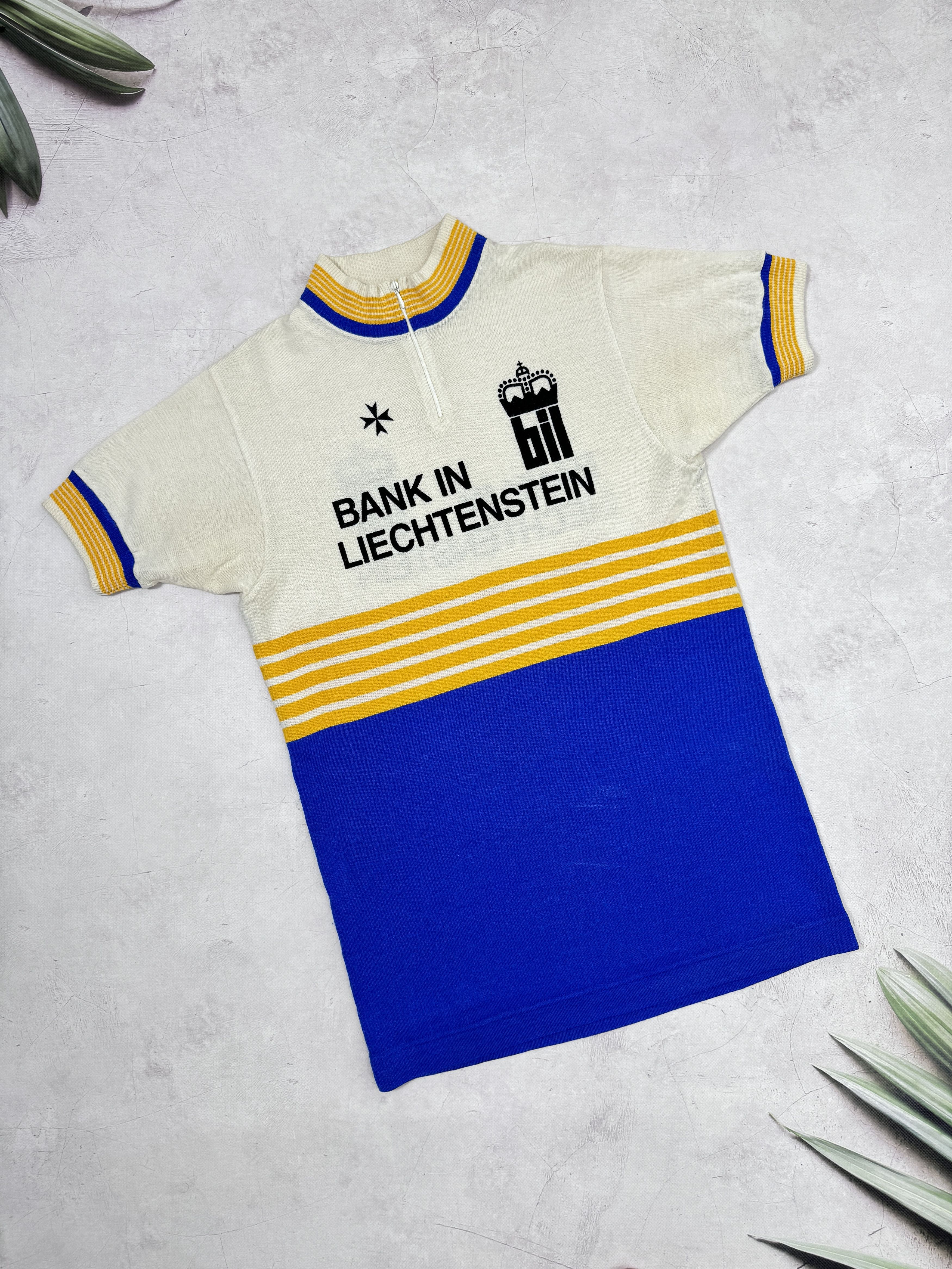 Vintage 70s Bank in Liechtenstein Cycling Jersey by Befa Sport Size US M / EU 48-50 / 2 - 3 Thumbnail