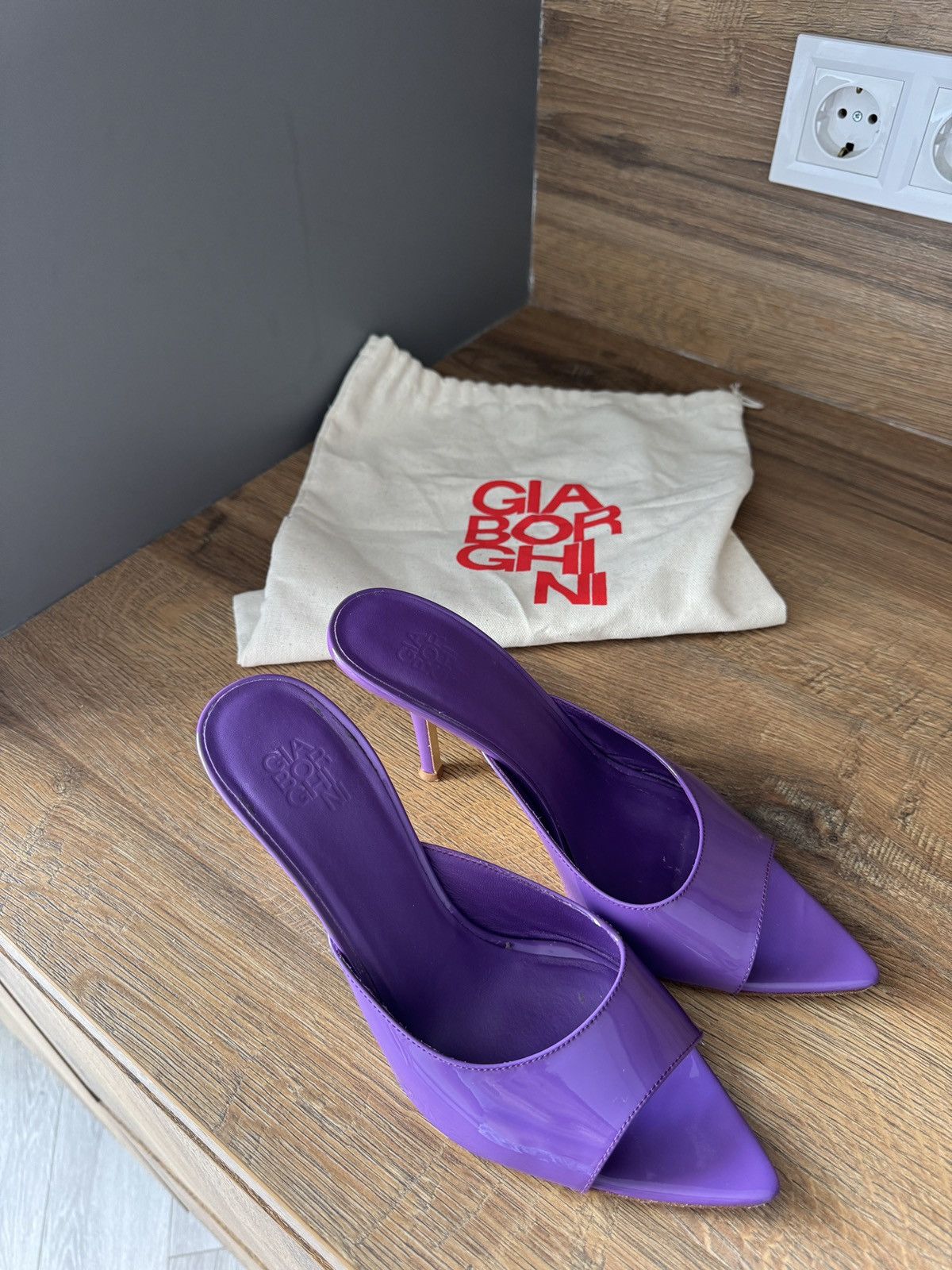 GIA BORGHINI GIABORGHINI Perni 100mm Patent Leather Purple Sandals Size US 9 / IT 39 - 9 Thumbnail