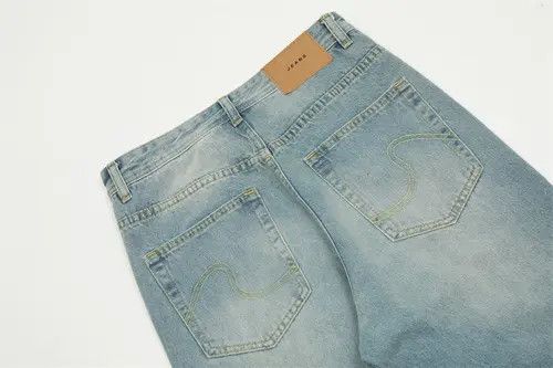 VIBE Punk street men's distressed loose wide-leg washed jeans Size US 32 / EU 48 - 6 Thumbnail