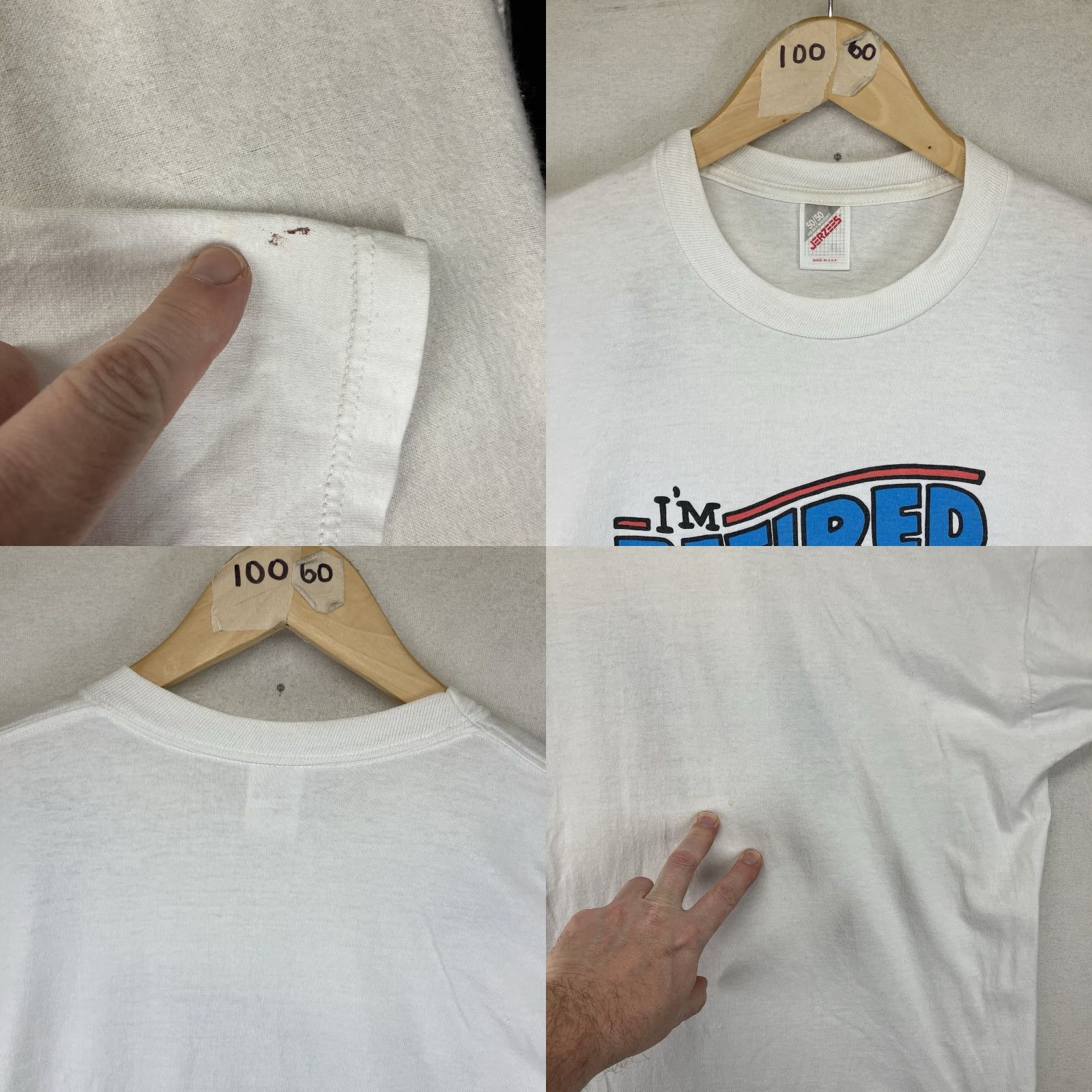Jerzees VINTAGE Jerzees White T-Shirt Hallmark 80s 90s Funny Quote Dad Crew Neck Short Sleeve XL Men Reds? Size US XL / EU 56 / 4 - 9 Thumbnail