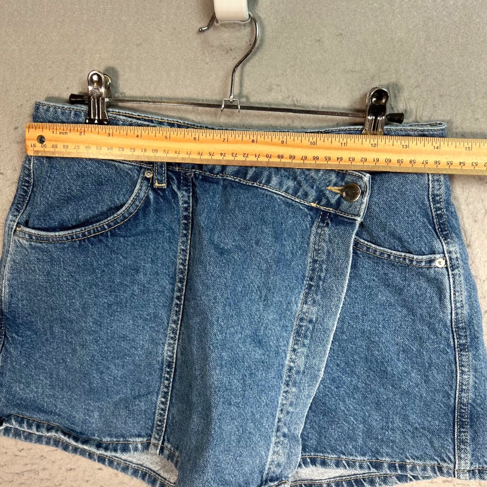Zara Zara Womens Small Blue Denim Asymmetrical Wrap High-Rise Shorts 100% Cotton Size 28" / US 6 / IT 42 - 5 Thumbnail