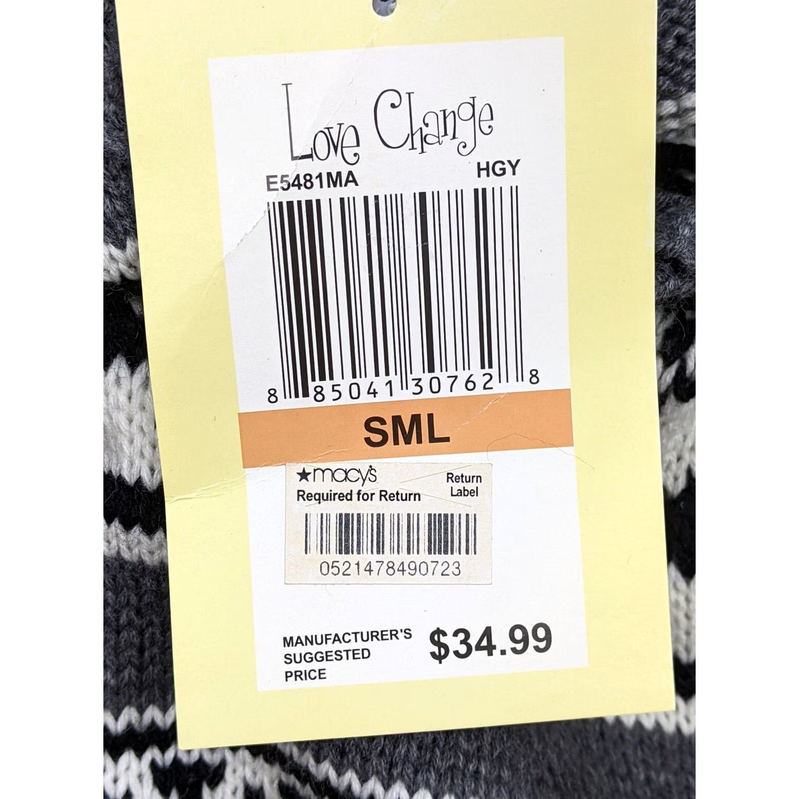 Changes Love Change Women S Gray White Knit Sweater Fair Isle Cowl Neck Pullover S Gray Woolless Knit Pullover Womens Sweater Size S / US 4 / IT 40 - 3 Thumbnail