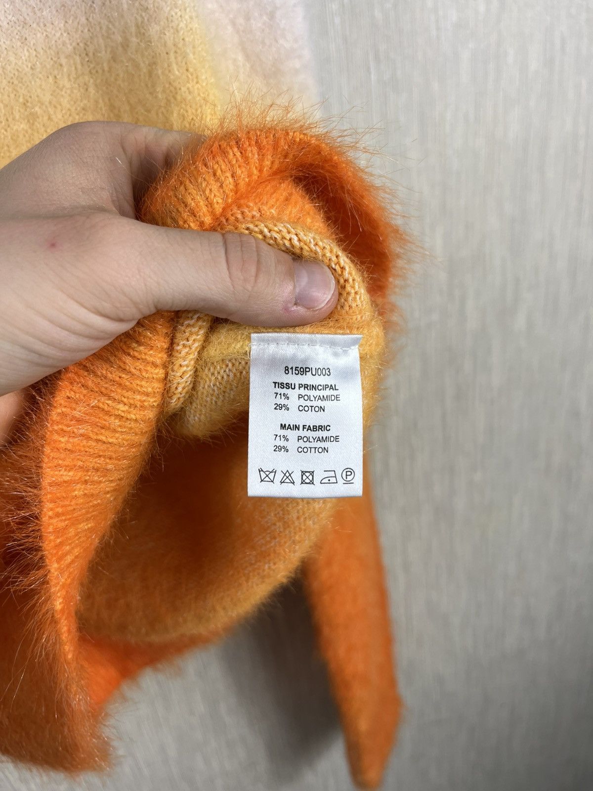 Carven fuzzy hairy ombre two colors knit sweater turtleneck